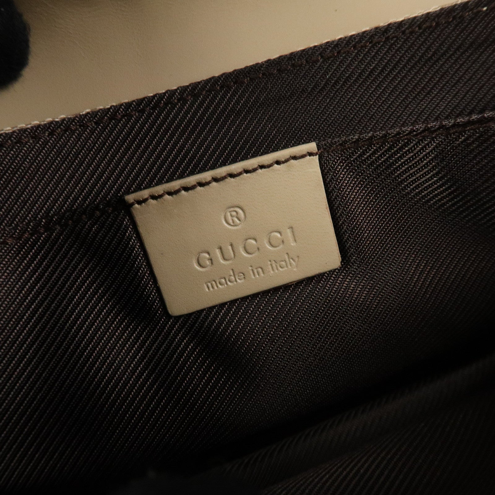 GUCCI GG Canvas Leather Shoulder Bag Hand Bag Beige 01235