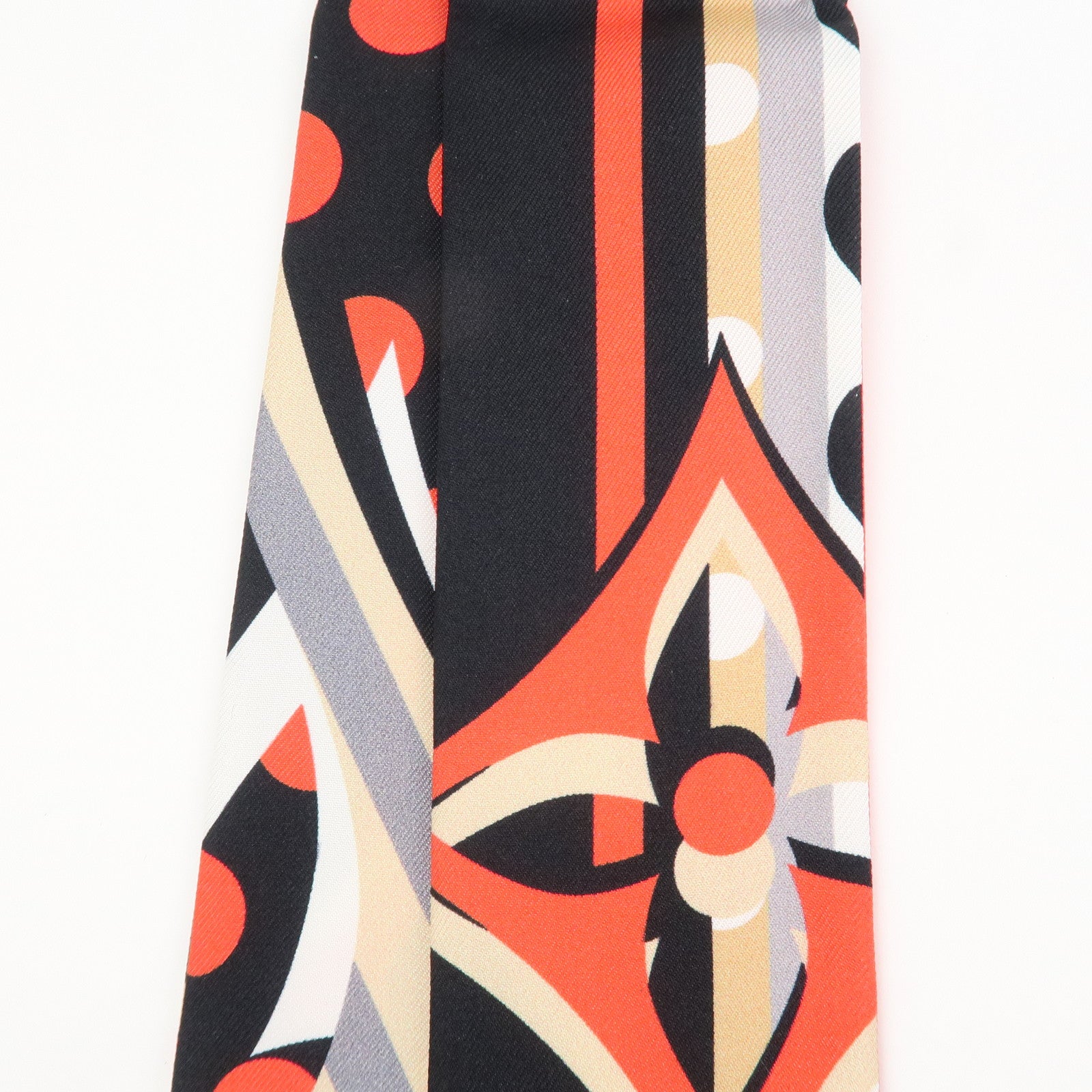 Louis Vuitton Monogram Bandeau BB Silk100% Scarf Black Red Beige M76187 Used