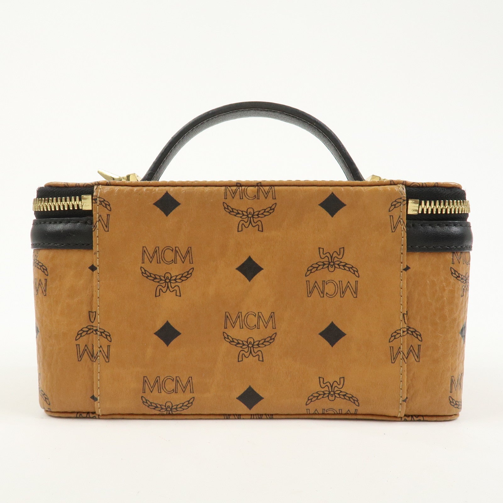 MCM Visetos Leather 2Way Vanity Bag Shoulder Bag Brown