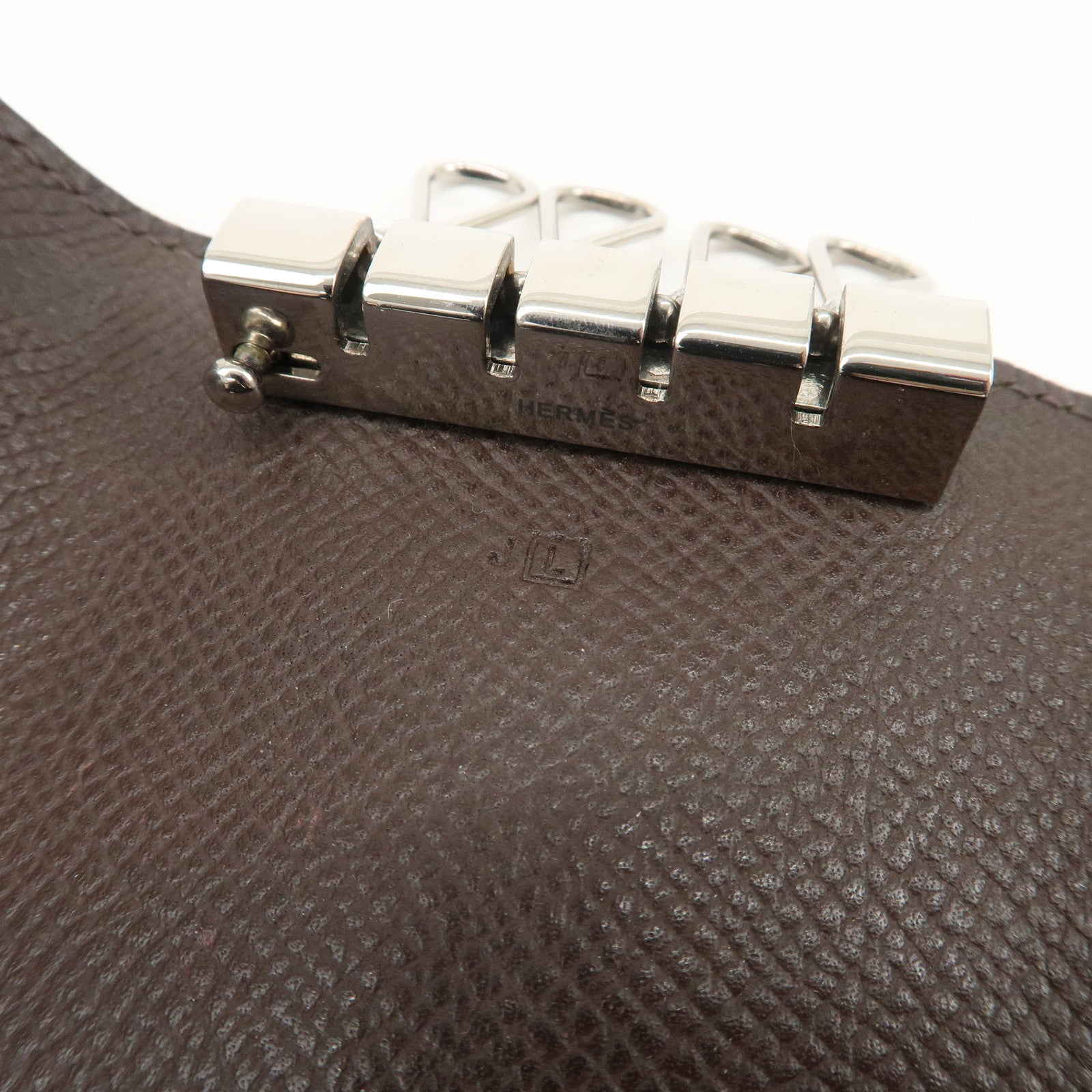 HERMES Etui Cles 4 Veau Epsom Leather L Stamped Key Case Dark Brown