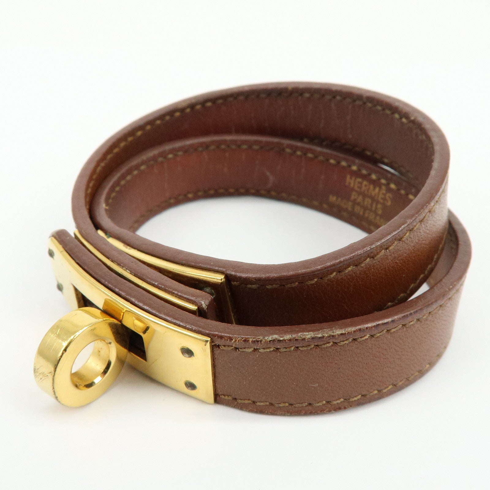 HERMES Vaux Swift Mini Kelly Double Tour Bracelet Brown