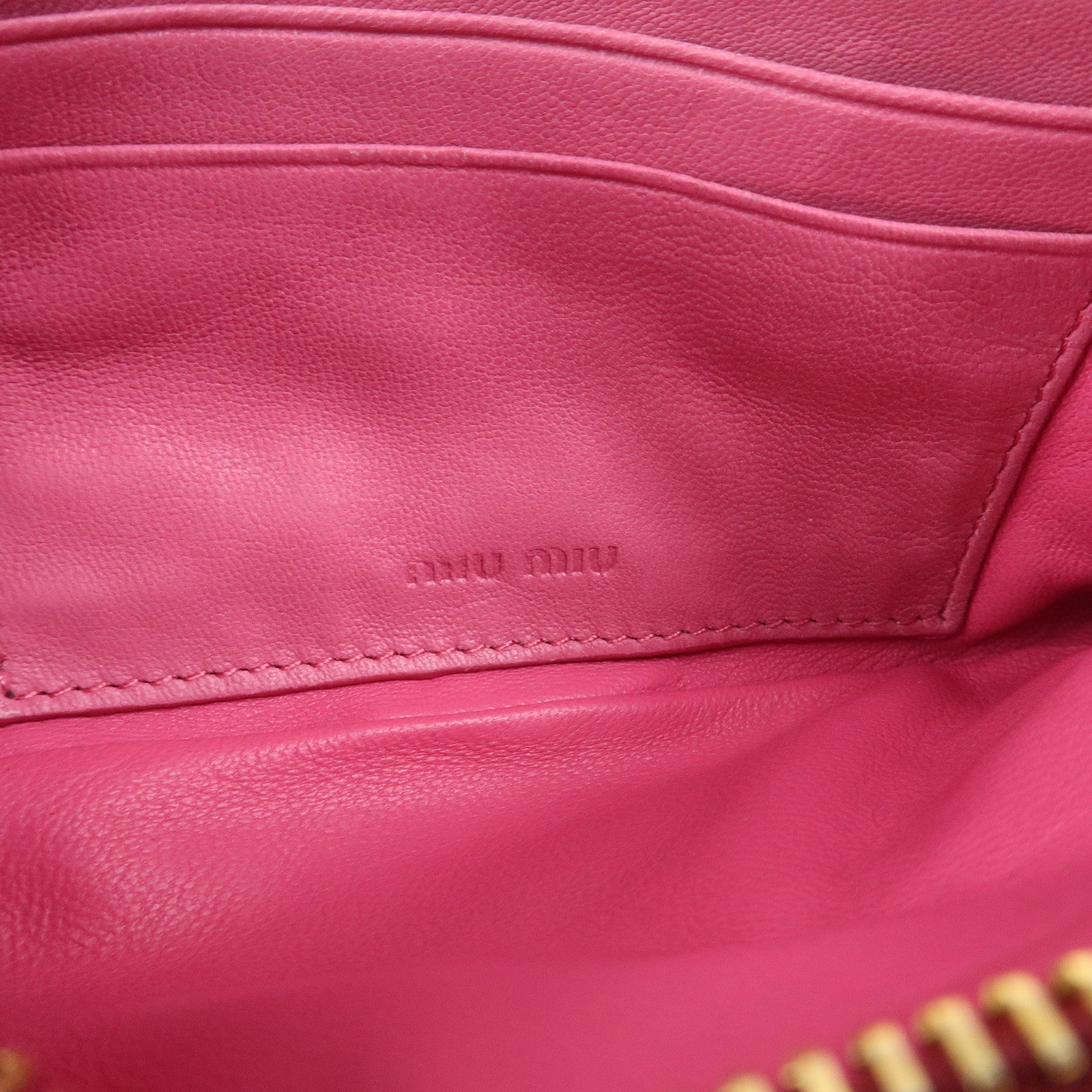 MIU MIU Matelasse Logo Leather Cosmetic Accessory Pouch Pink 5MB003