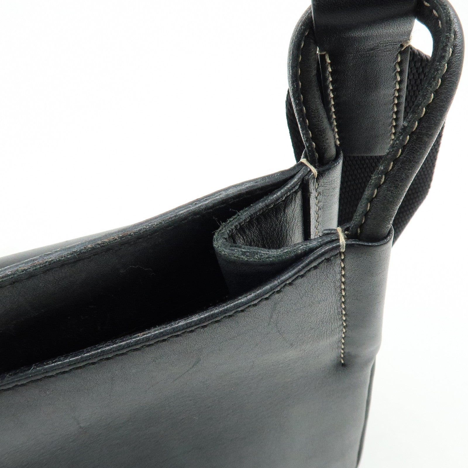 PRADA Leather Shoulder Bag Hand Bag Black