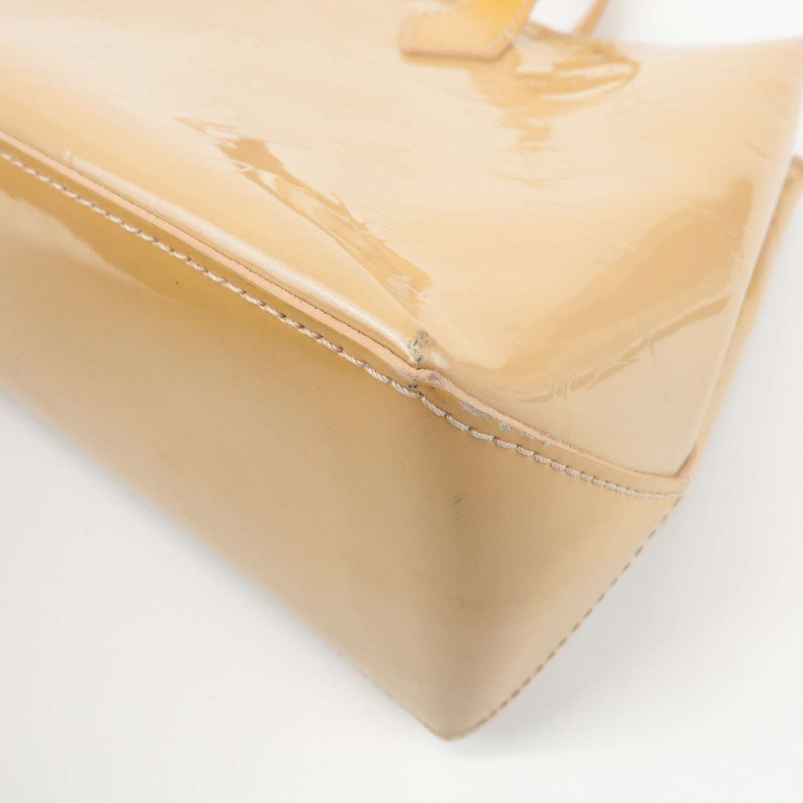Louis Vuitton Monogram Vernis Wilshire PM Hand Bag Blanc Corail M91642 Used