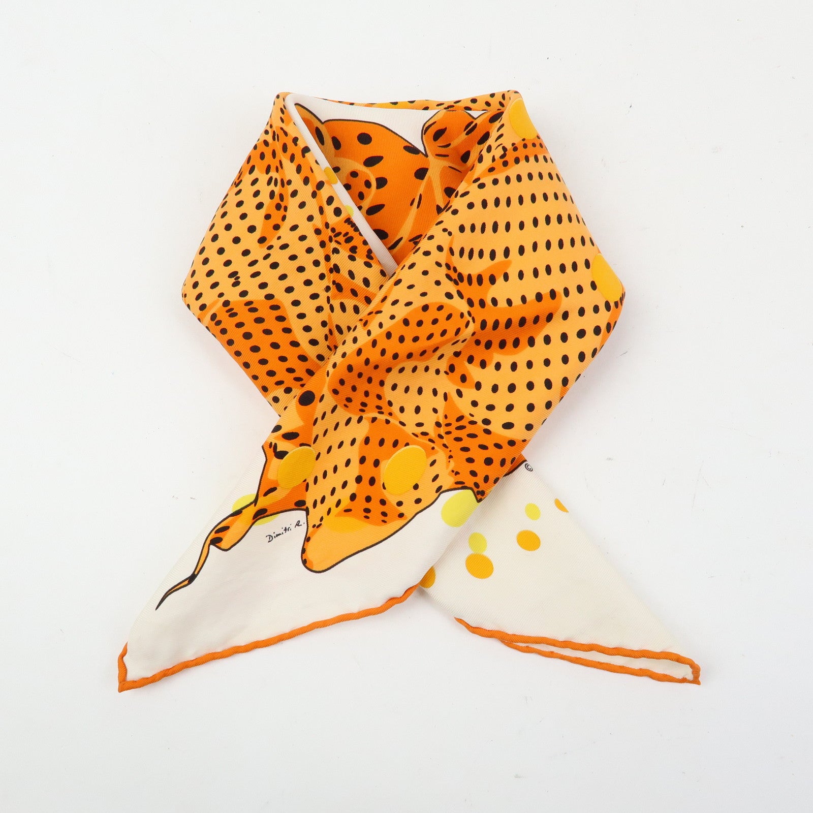 HERMES Carre 45 Silk 100% Scarf iHOLA FLAMENCA! Orange White