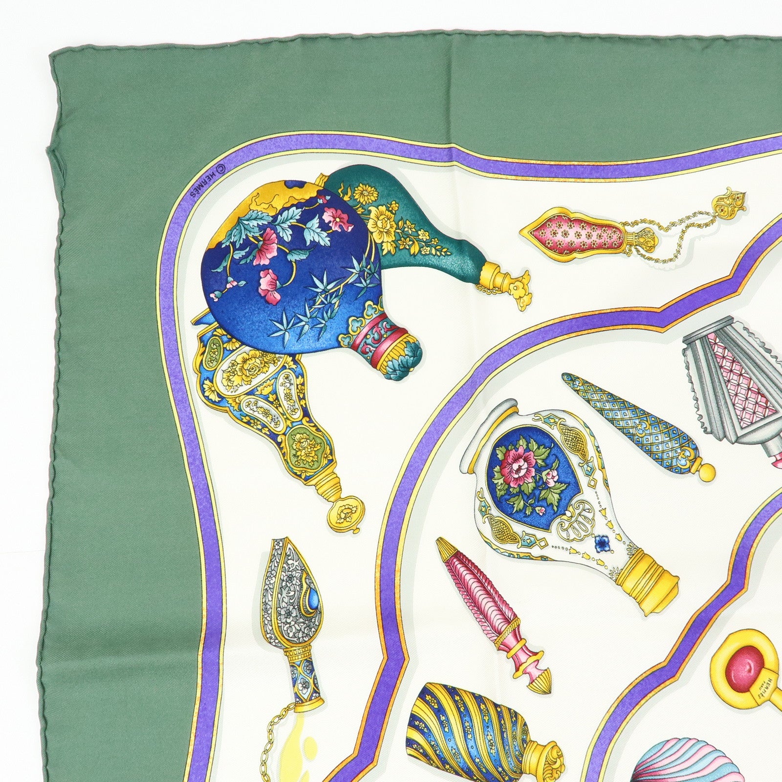 Hermes Carre 90 Silk 100% Pourvu qu'on ait l'ivresse Scarf Green