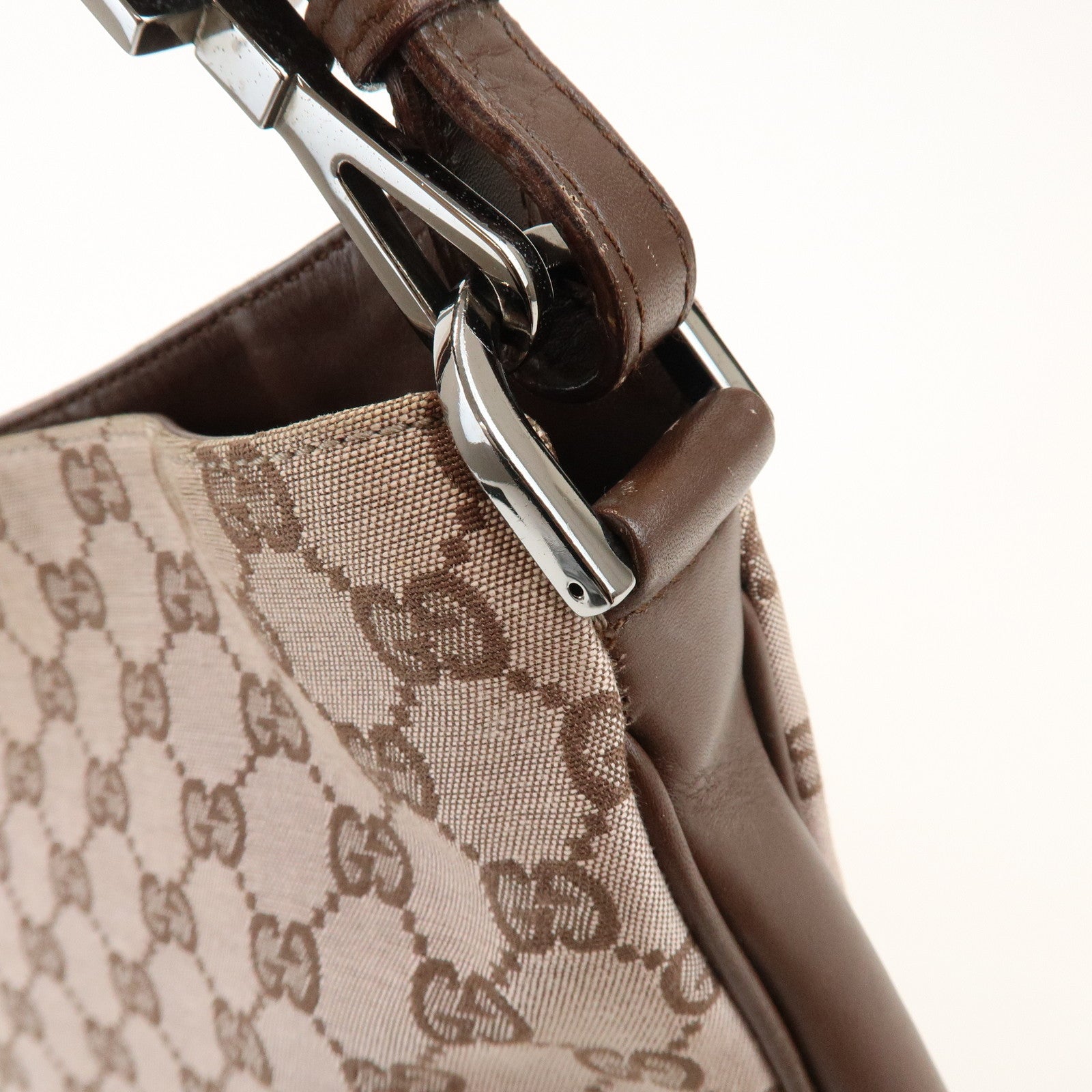 GUCCI Bamboo GG Canvas Leather 2Way Bag Brown 001・4095・001553