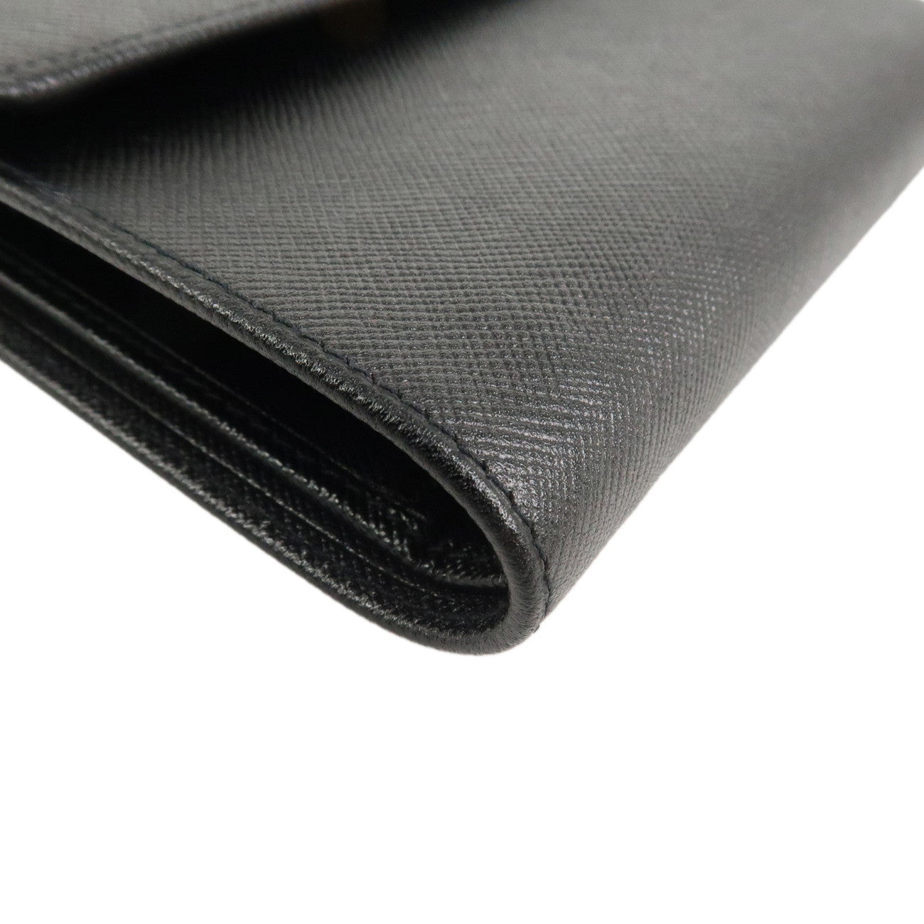 PRADA Triangle Logo Saffiano Leather Tri-fold Wallet Black M170A