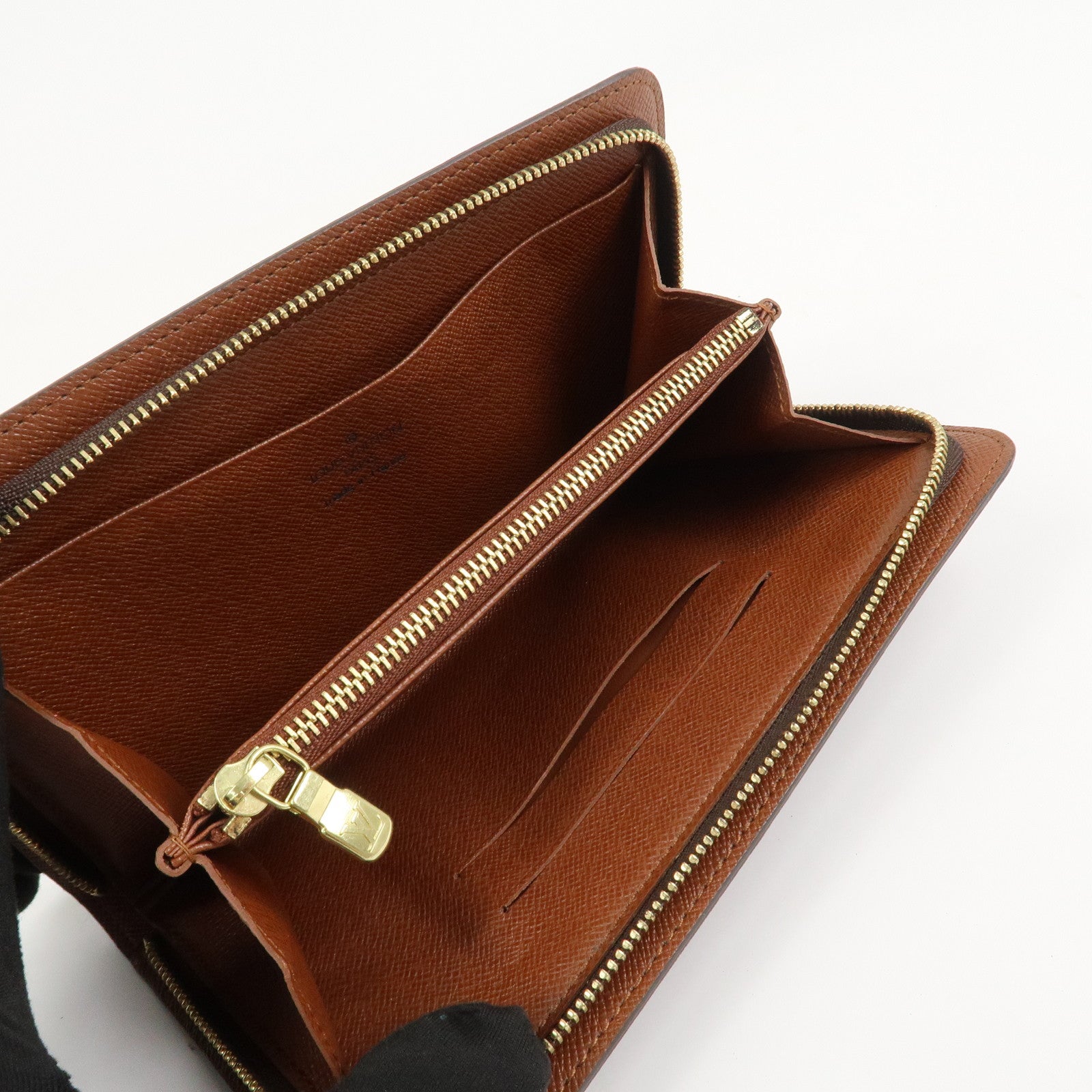 Loius Vuitton Monogram Porte Monnaie Zip Long Wallet Brown M61727