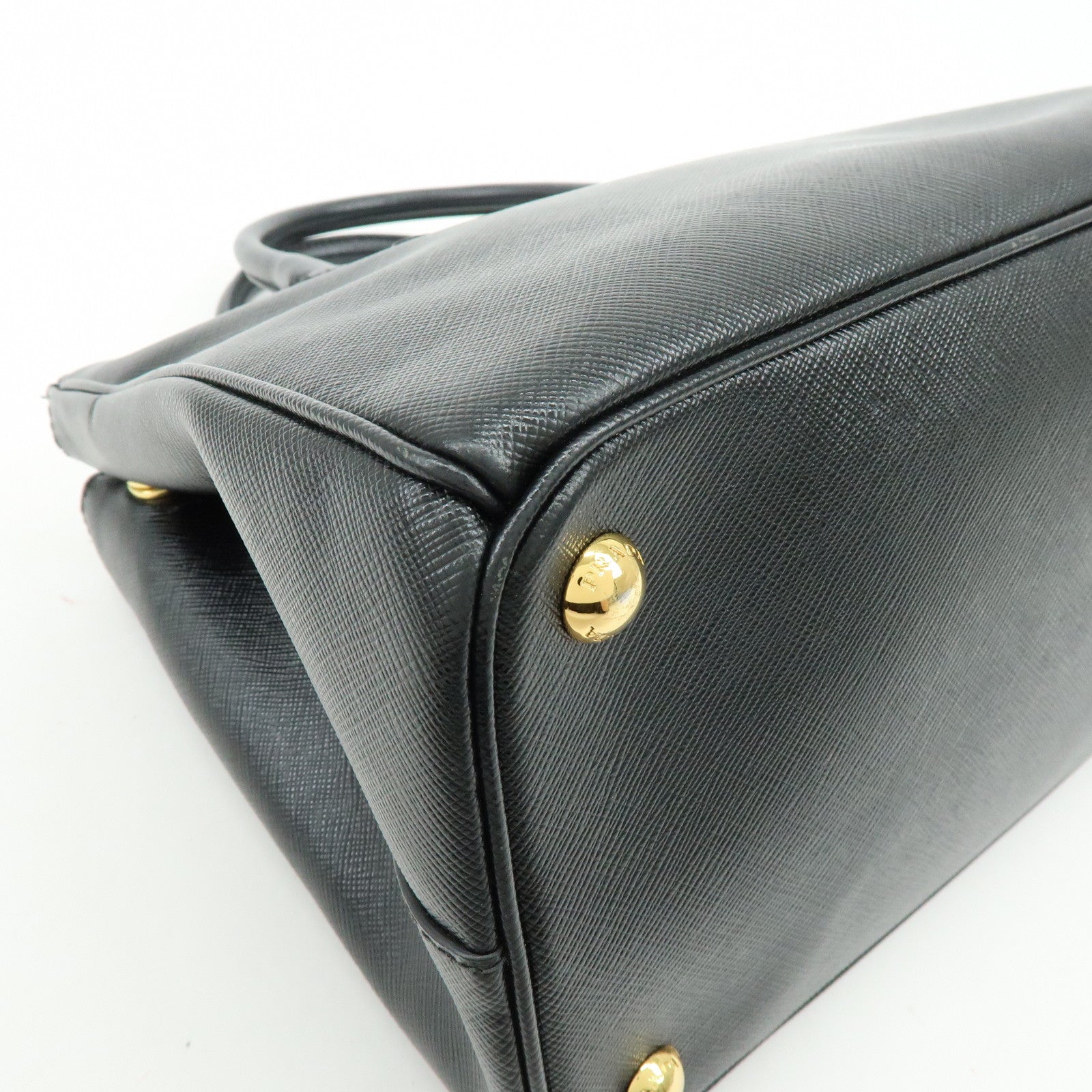 PRADA Saffiano Leather 2Way Bag Hand Bag Shoulder Bag Black 1BA801