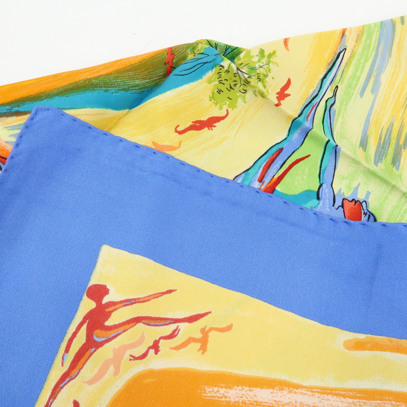 HERMES Carre 90 Silk 100% Scarf Smiles in Third Millenary Blue