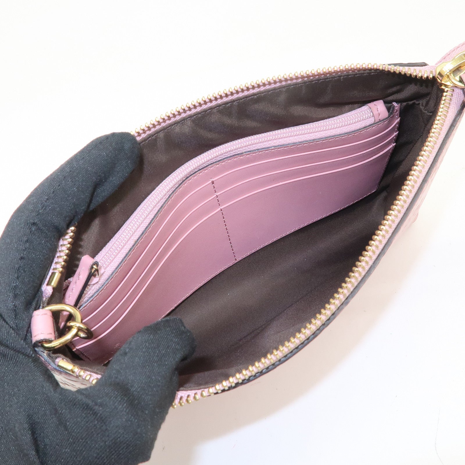 GUCCI Guccissima Leather Logo Chain Shoulder Bag Pink 428449