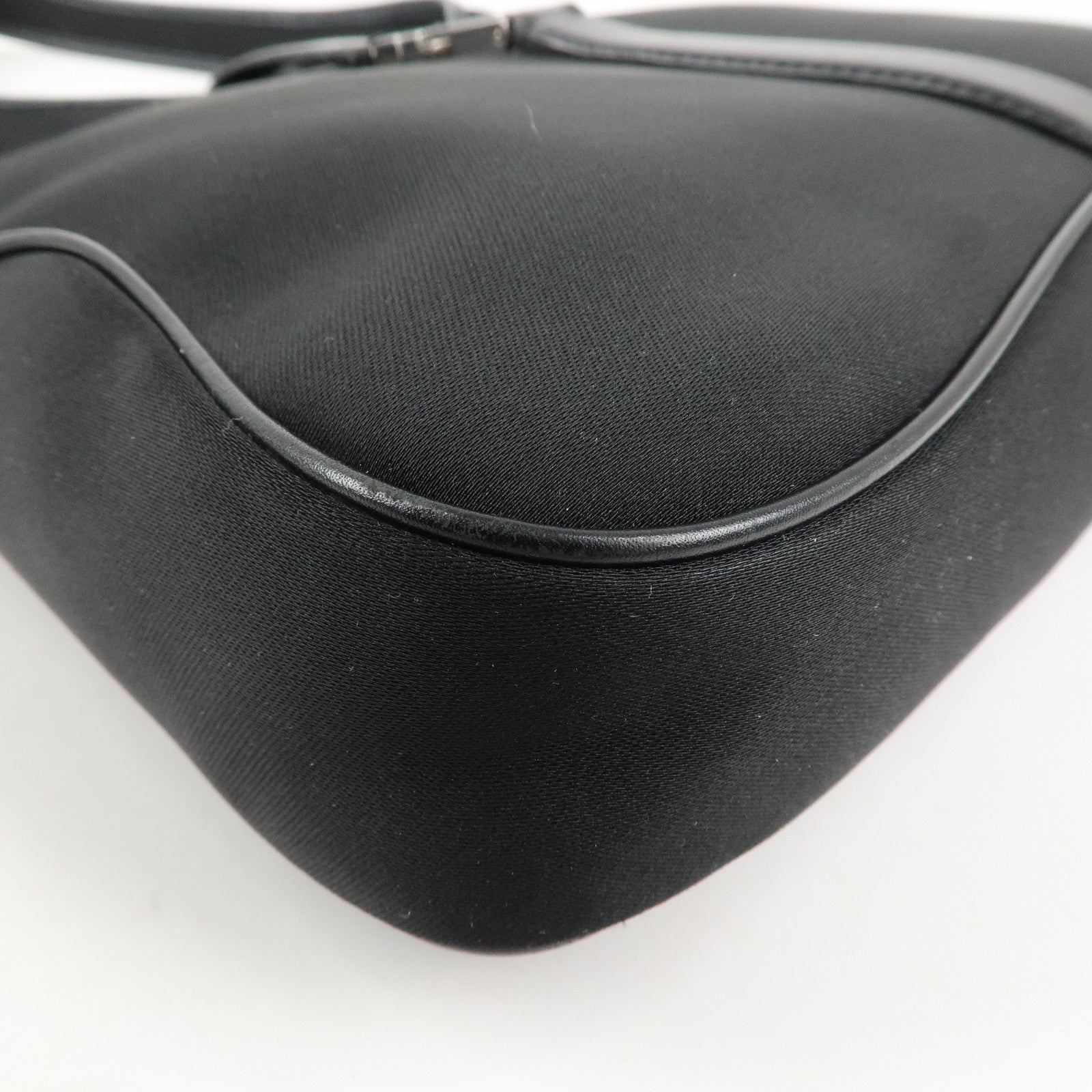 Ferragamo Nylon  Canvas One Shoulder Bag Black Silver Hardware Used