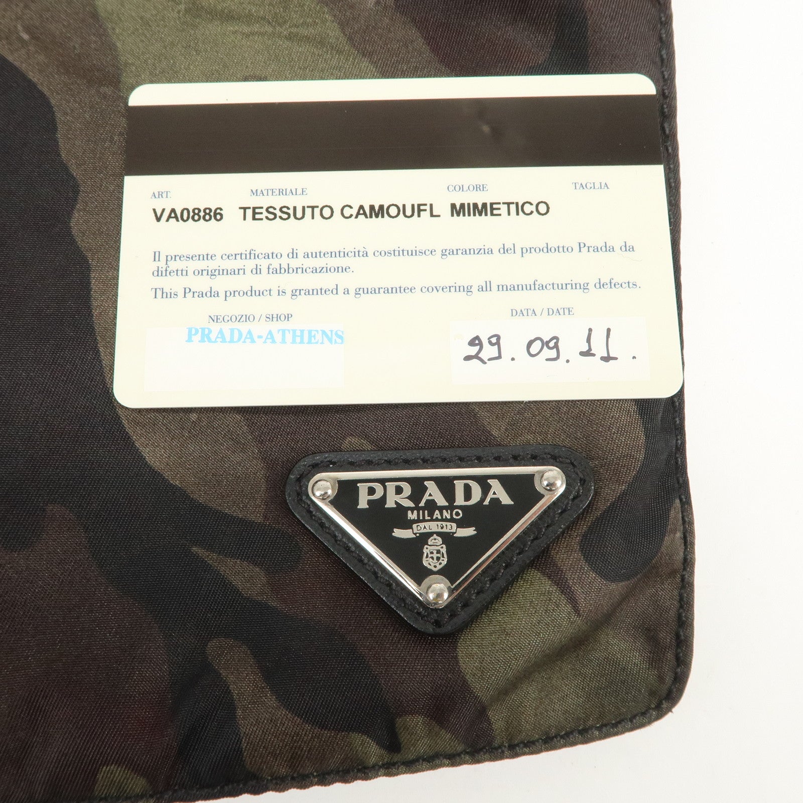 PRADA Triangle Logo Nylon Shoulder Bag Crossbody Bag Green VA0886