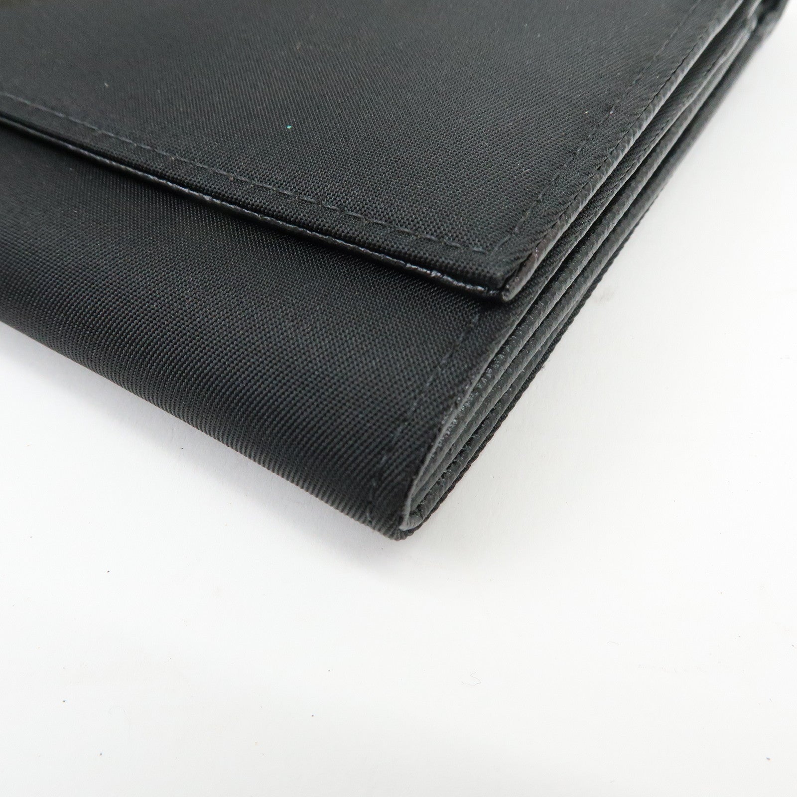 PRADA Triagle Logo Nylon Saffiano Leather Long Wallet Black