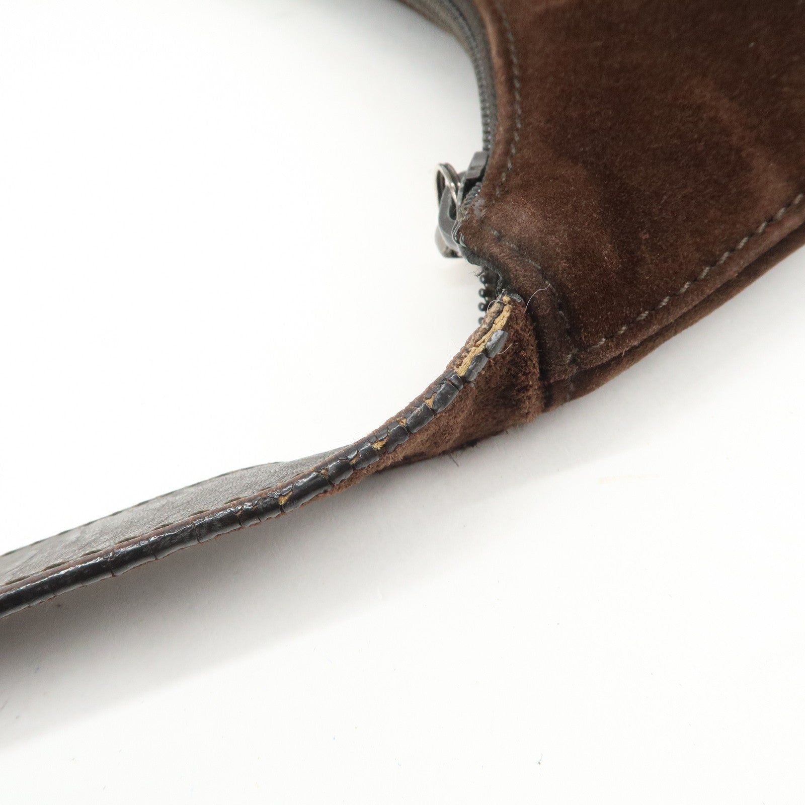 Ferragamo Gancini Suede Leather Shoulder Bag Brown