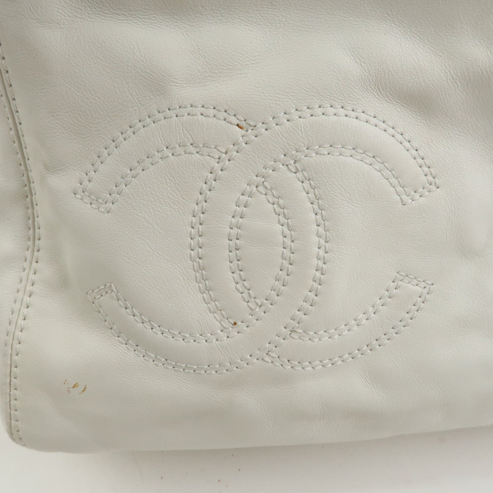 CHANEL Lamb skin Plastic Shoulder Bag Hand Bag White Black