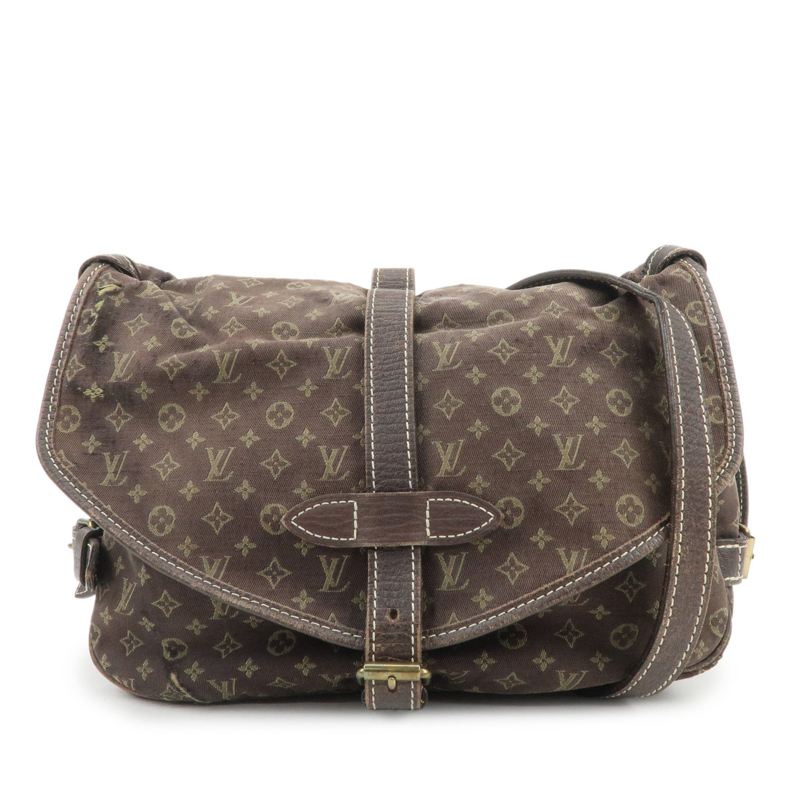 Louis Vuitton Monogram Mini Lin Saumur 30 Shoulder Bag Ebene M95227