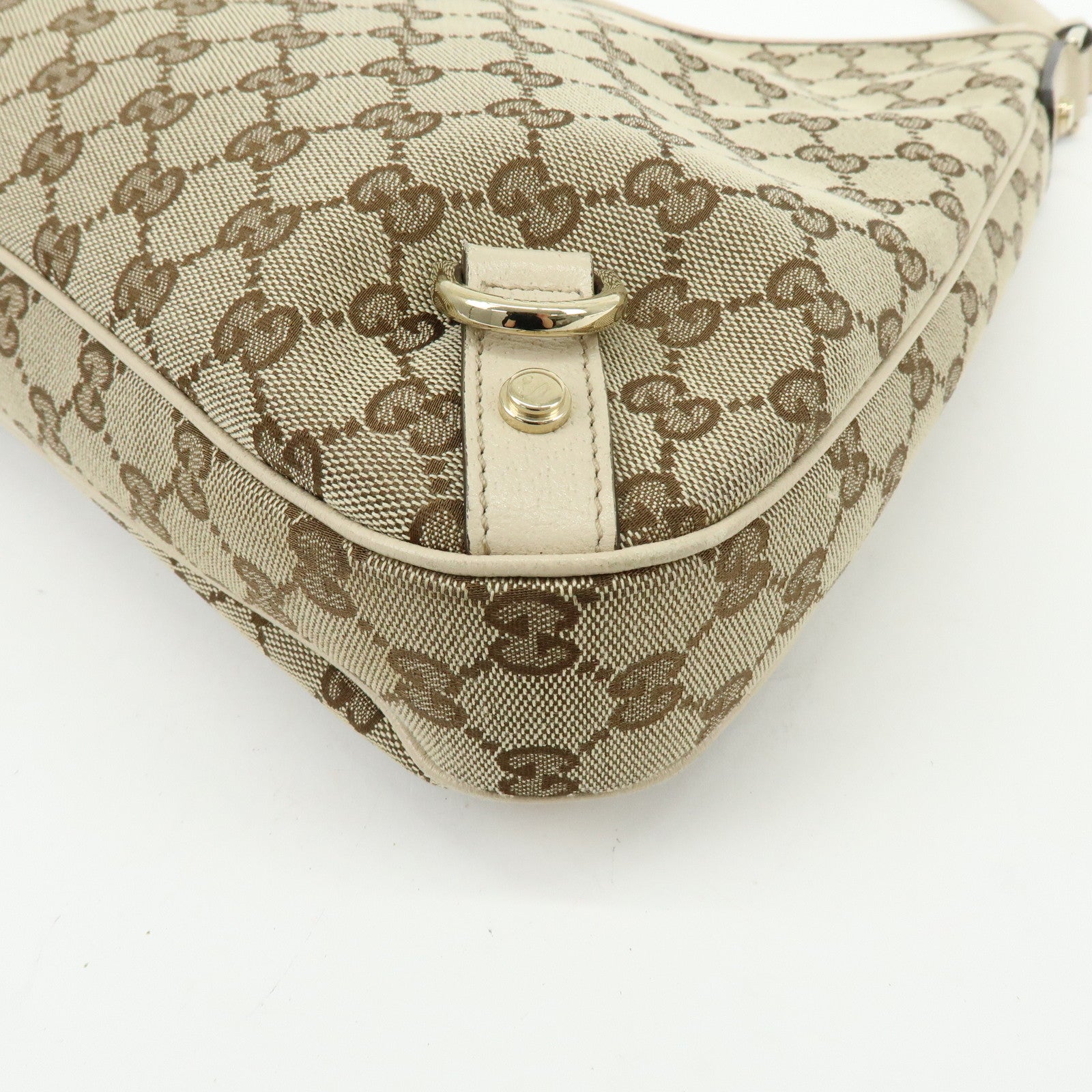 GUCCI Abbey GG Canvas Leather Shoulder Bag Hand Bag Beige 130737