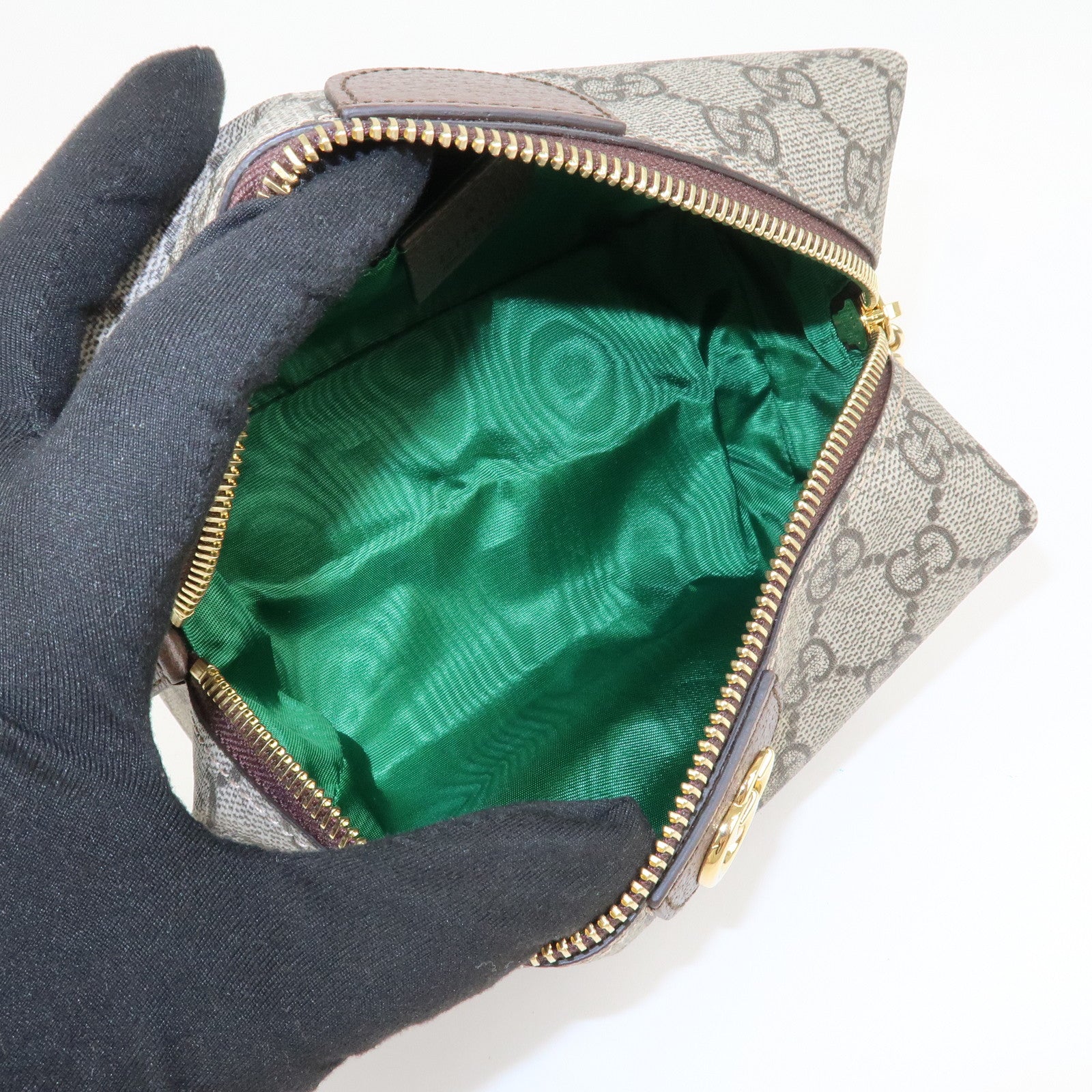 GUCCI GG Marmont GG Supreme Cosmetic Pouch Beige Brown 548393