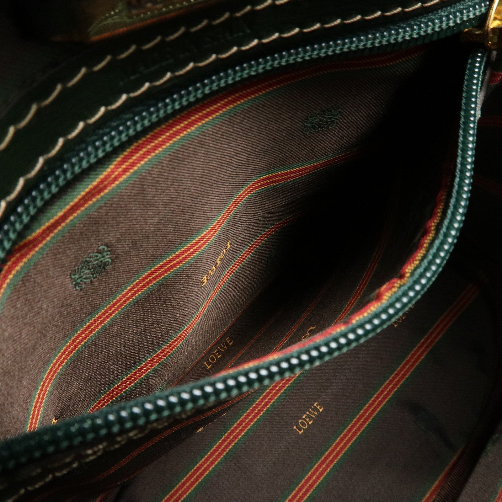LOEWE Velazquez Calf Leather Hand Bag Vanity Bag Green