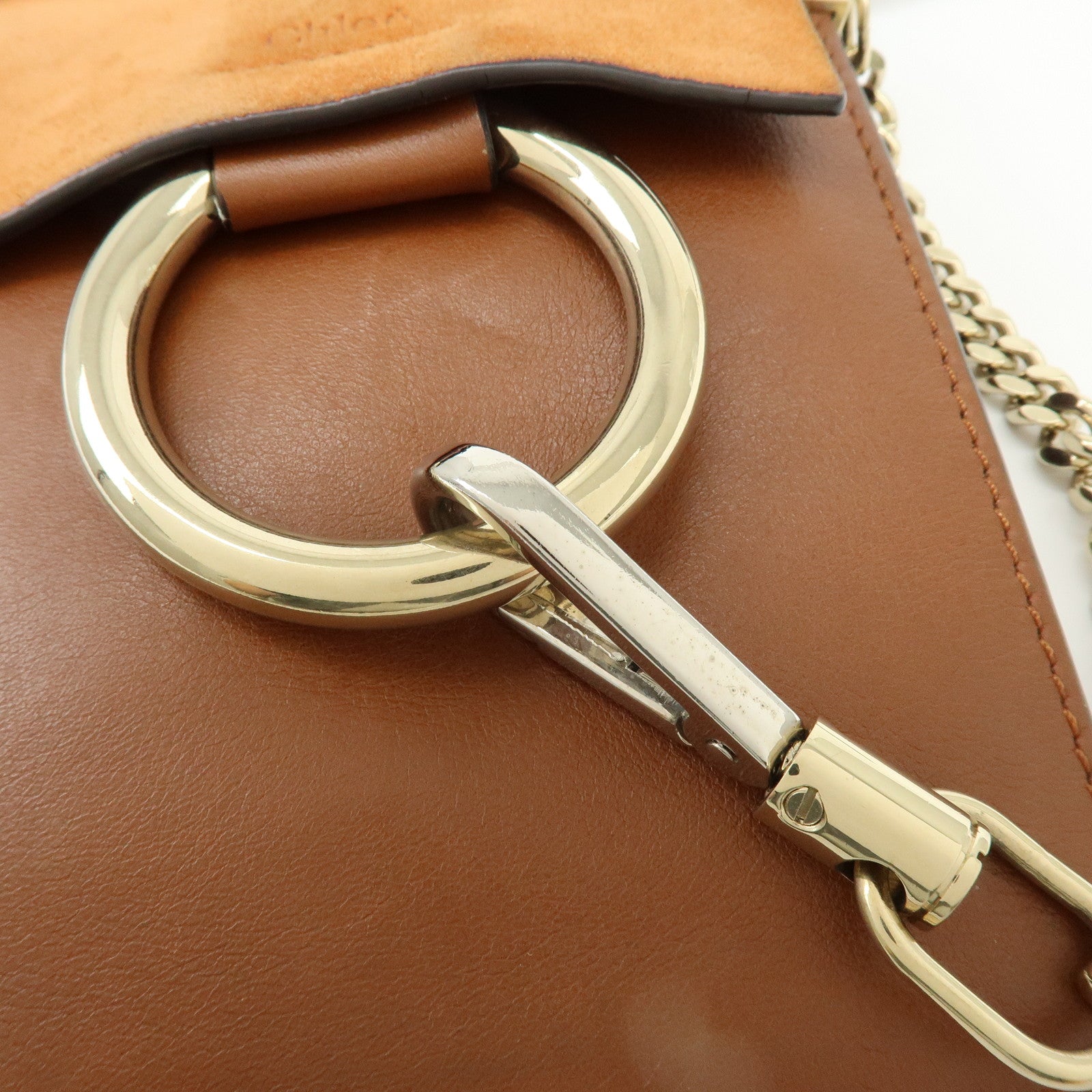 Chloe Faye Leather Suede Shoulder Bag Crossbody Bag Brown