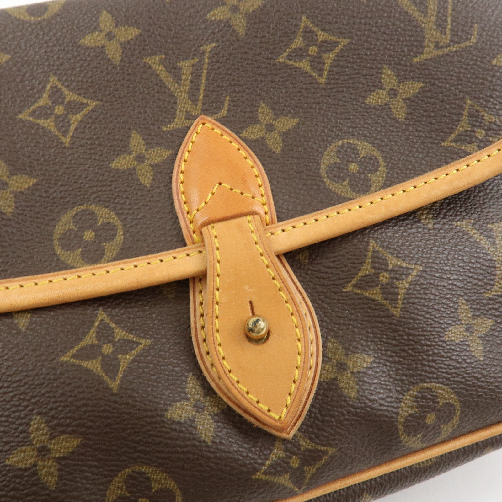 Louis Vuitton Monogram Gibeciere PM Shoulder Bag Brown M42248