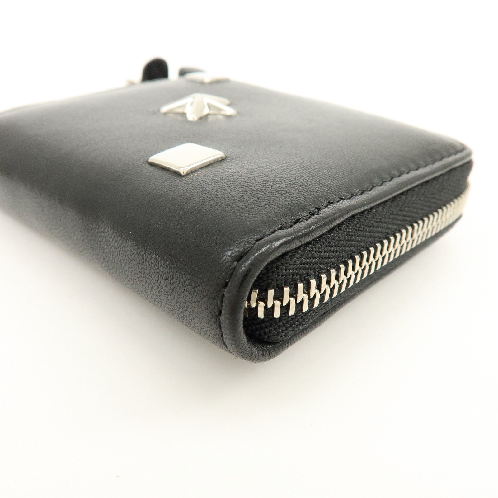 JIMMY CHOO Penny Star Studs Leather Coin Case Coin Wallet Black