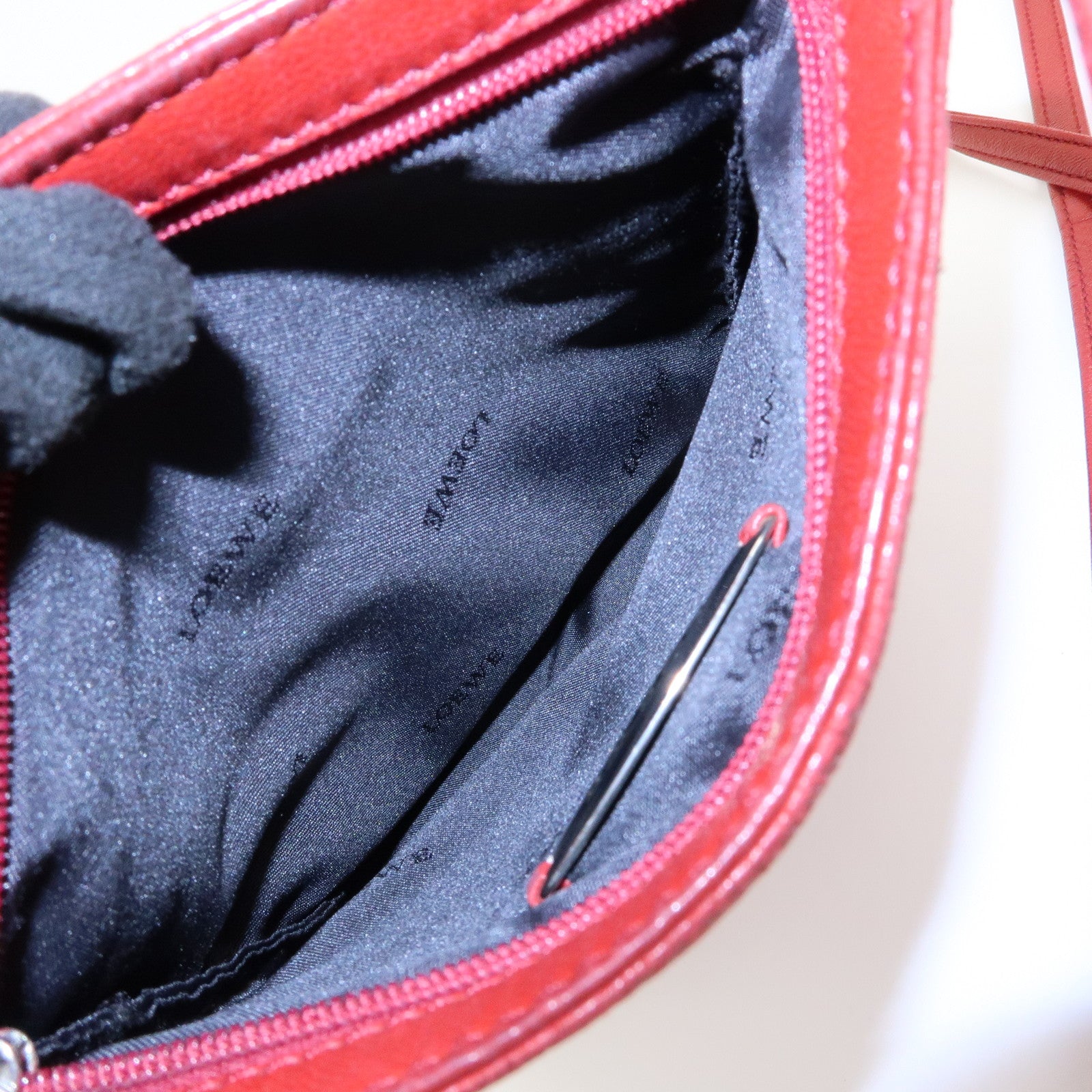 LOEWE Anagram Nappa Leather Shoulder Bag Crossbody Bag Red