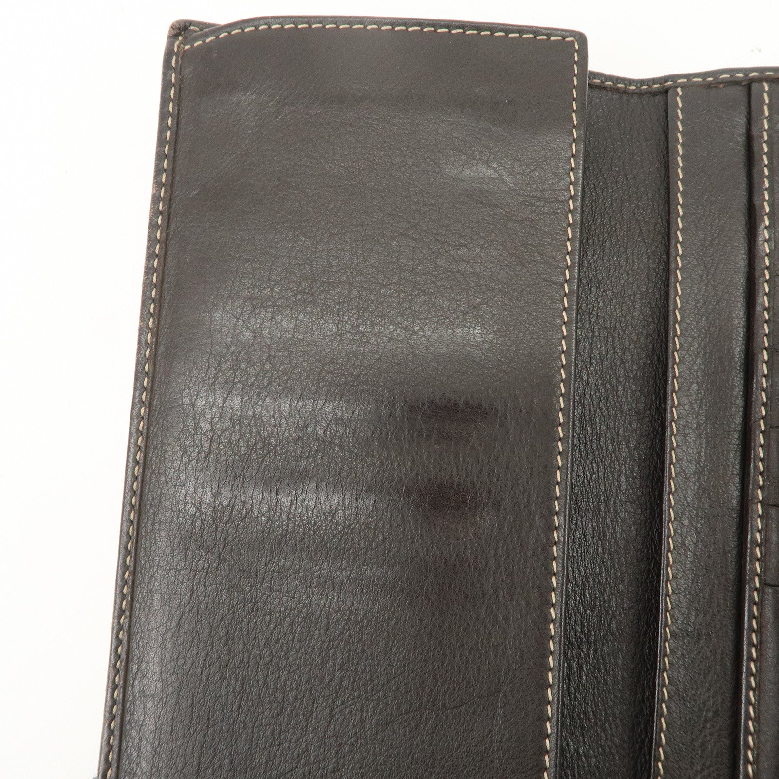 GUCCI Lovely Heart GG Canvas Leather Bi-fold Long Wallet Brown 203550 Used
