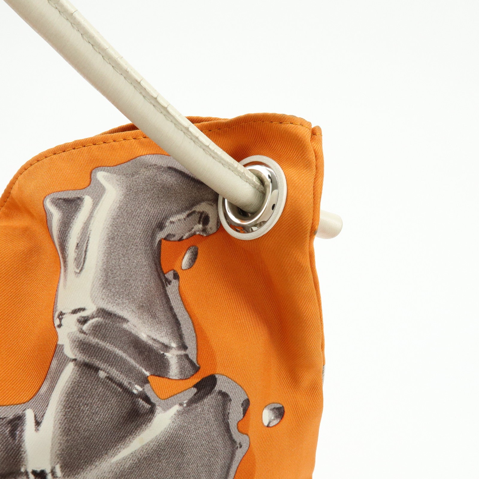 HERMS Silk Leather Silky City PM □O Stamped Shoulder Bag Orange