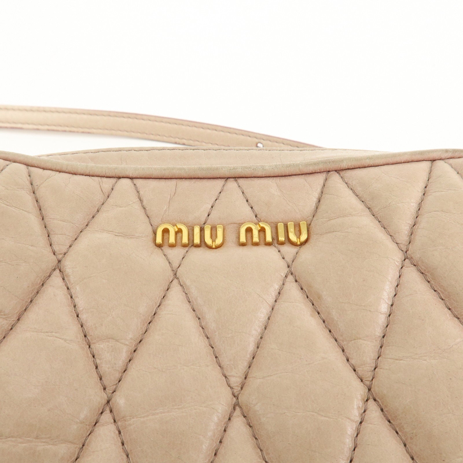 MIU MIU Leather Shoulder Bag Crossbody Bag Light Pink 5BH543