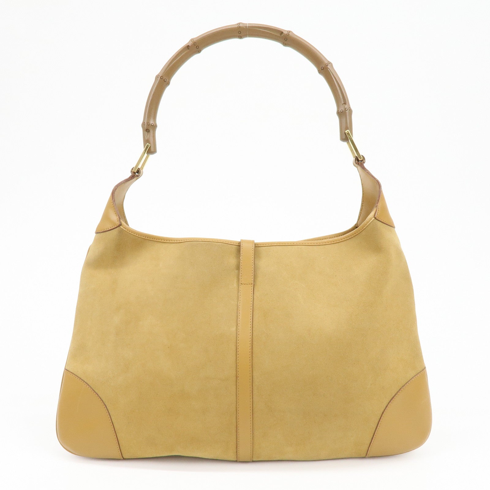 GUCCI Bamboo Suede Leather Kandinsky Shoulder Bag Beige 001・4061