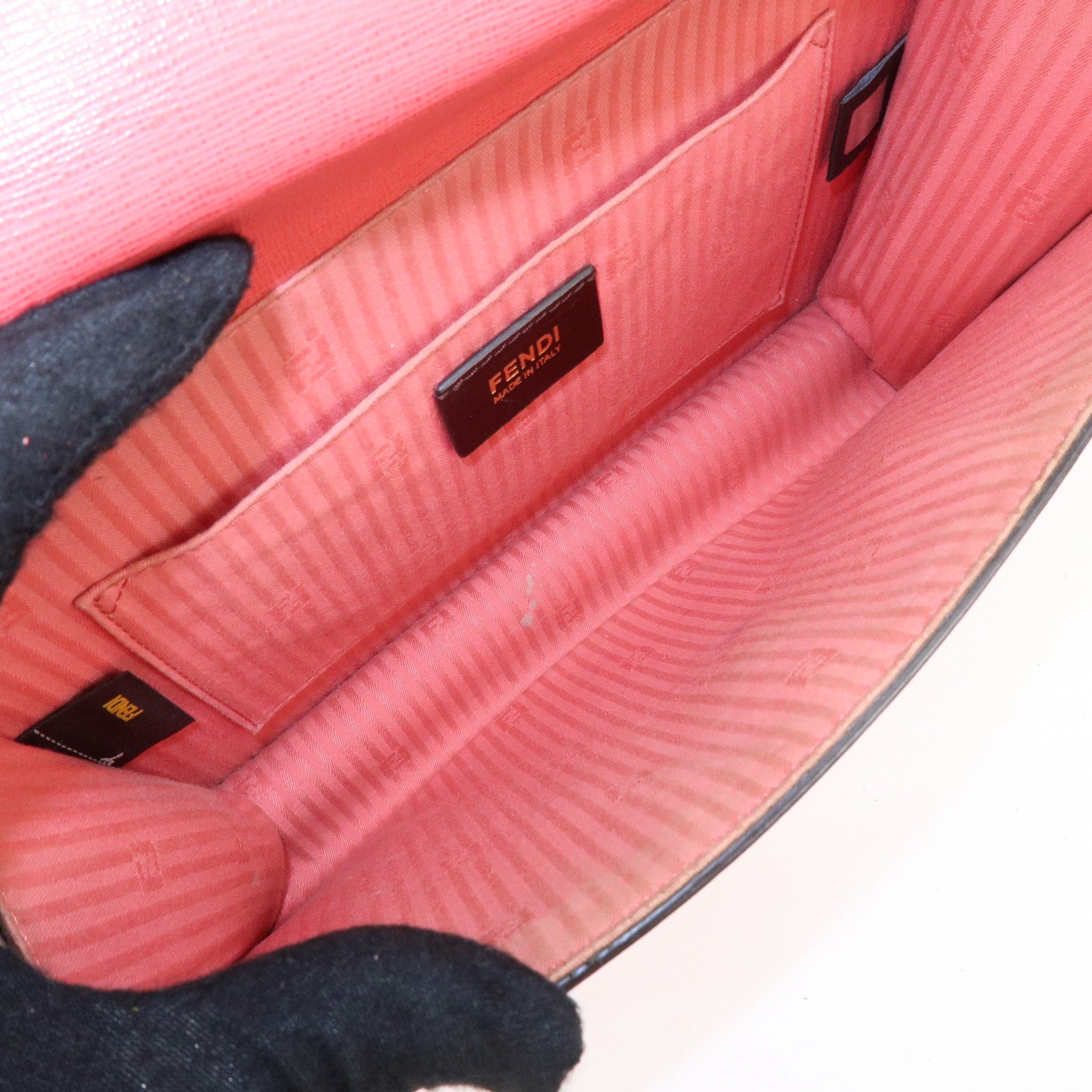 FENDI Demi Jour Leather 2Way Bag Hand Bag Shoulder Bag Coral 8BT222