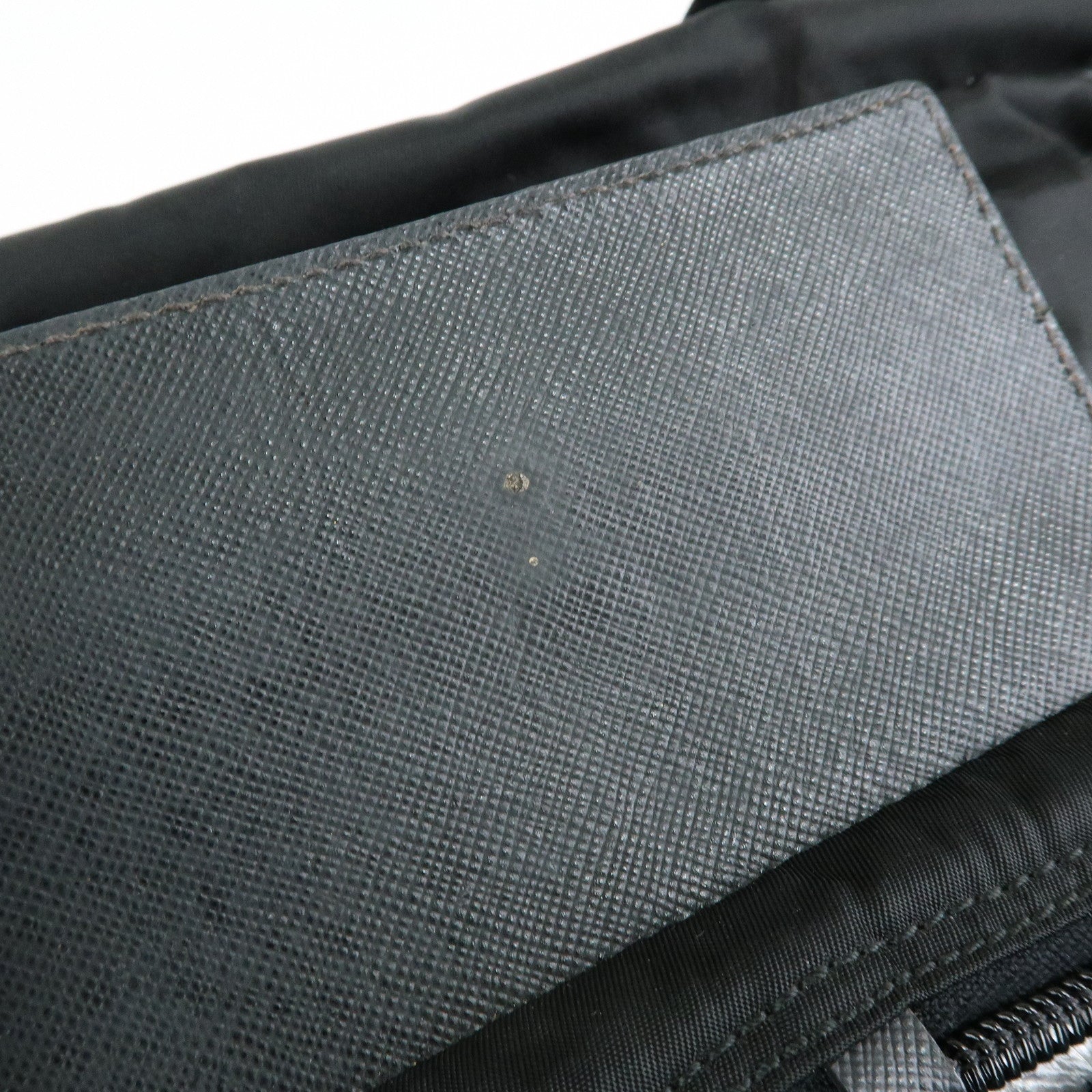 PRADA Triangle Logo Nylon Leather Boston Bag Travel Bag Black