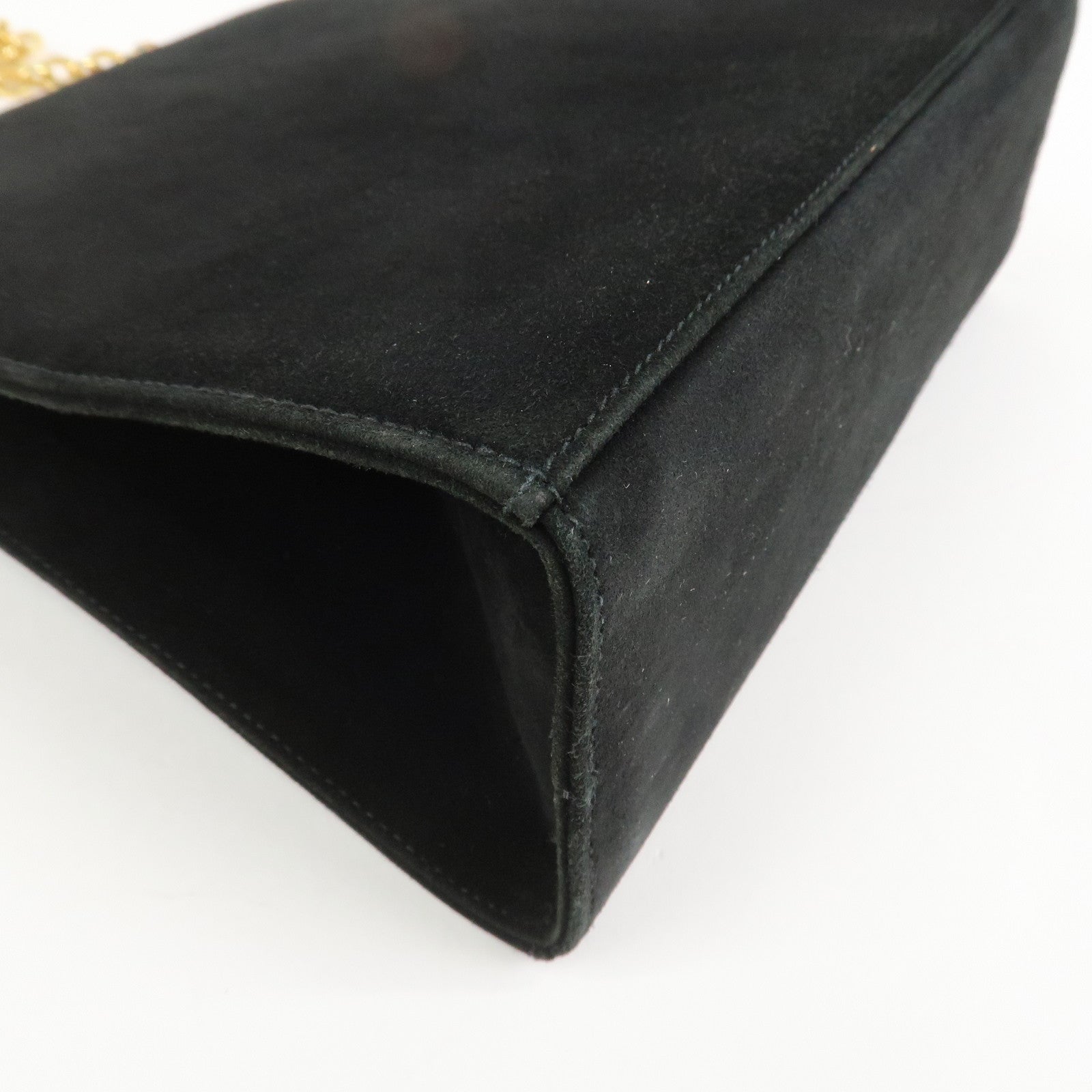 Ferragamo Gancini Suede Chain Shoulder Bag Crossbody Bag Black