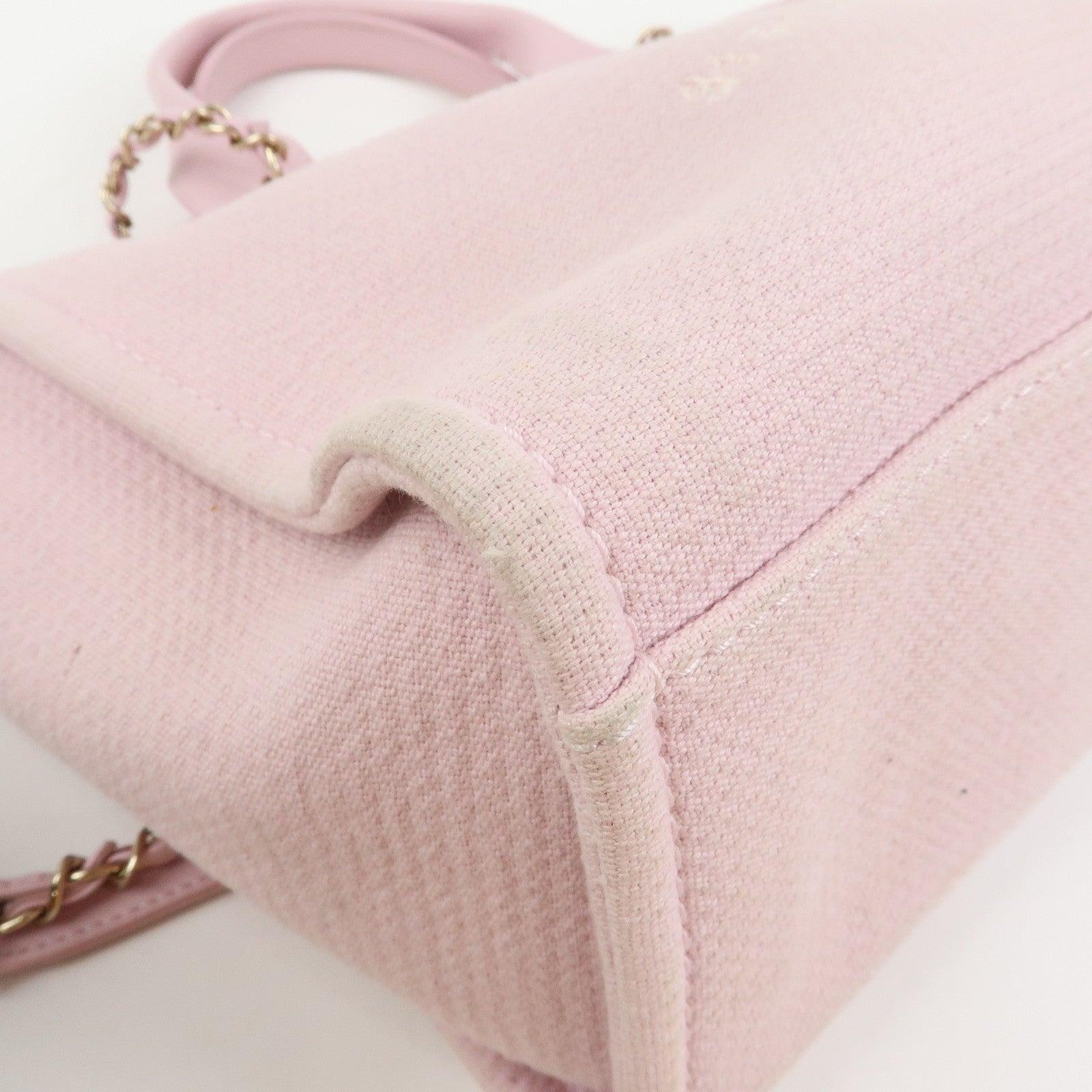 CHANEL Deauville MM Canvas Leather Tote Bag Shoulder Bag A67001