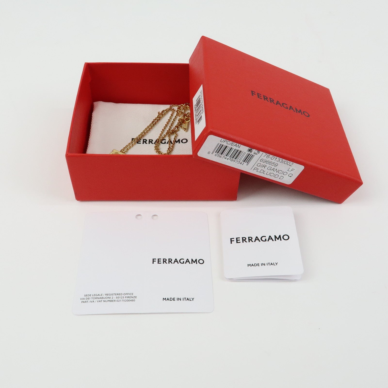 Ferragamo Gancini Logo Metal Necklace Gold
