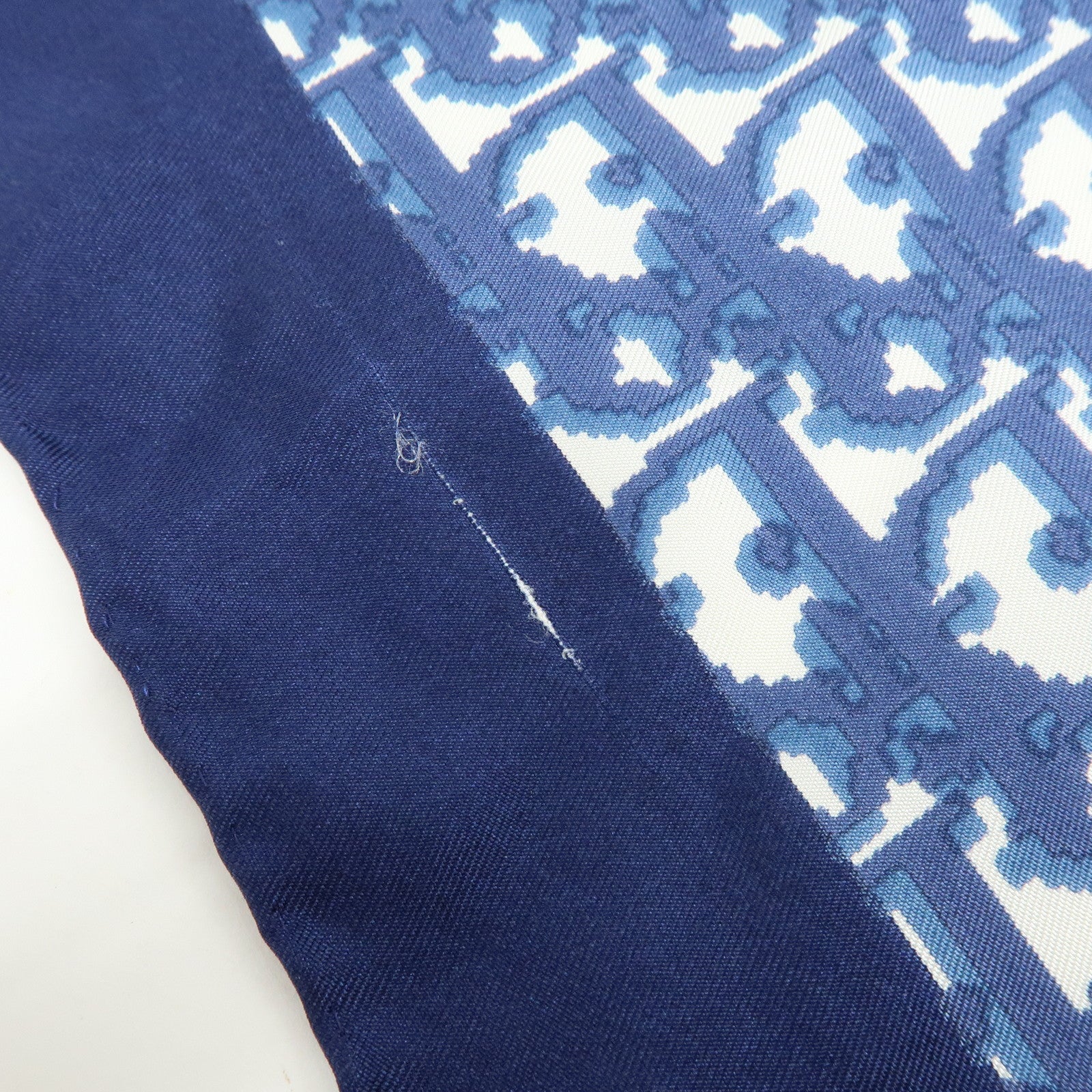 Christian Dior Logo Silk 100% Scarf Navy White