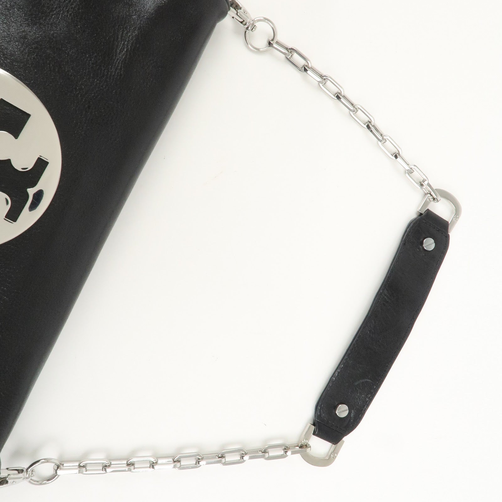 TORY BURCH Leather 2Way Bag Shoulder Bag Clutch Bag Black