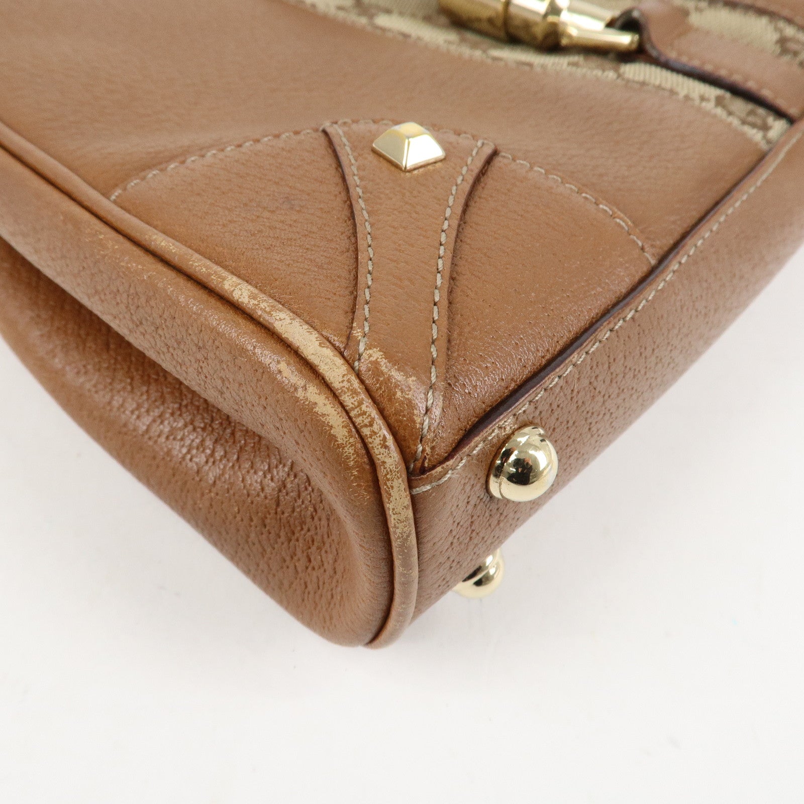 GUCCI New Jackey GG Canvas Leather Shoulder Bag Brown 124407 Used