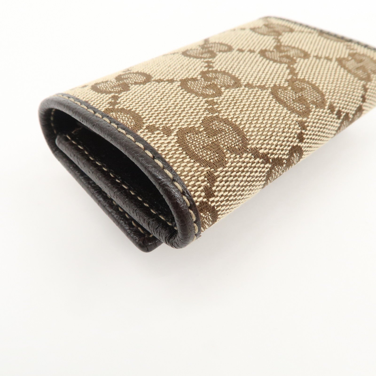 GUCCI Princy Sherry GG Canvas Leather 6 Rings Key Case Brown 162770