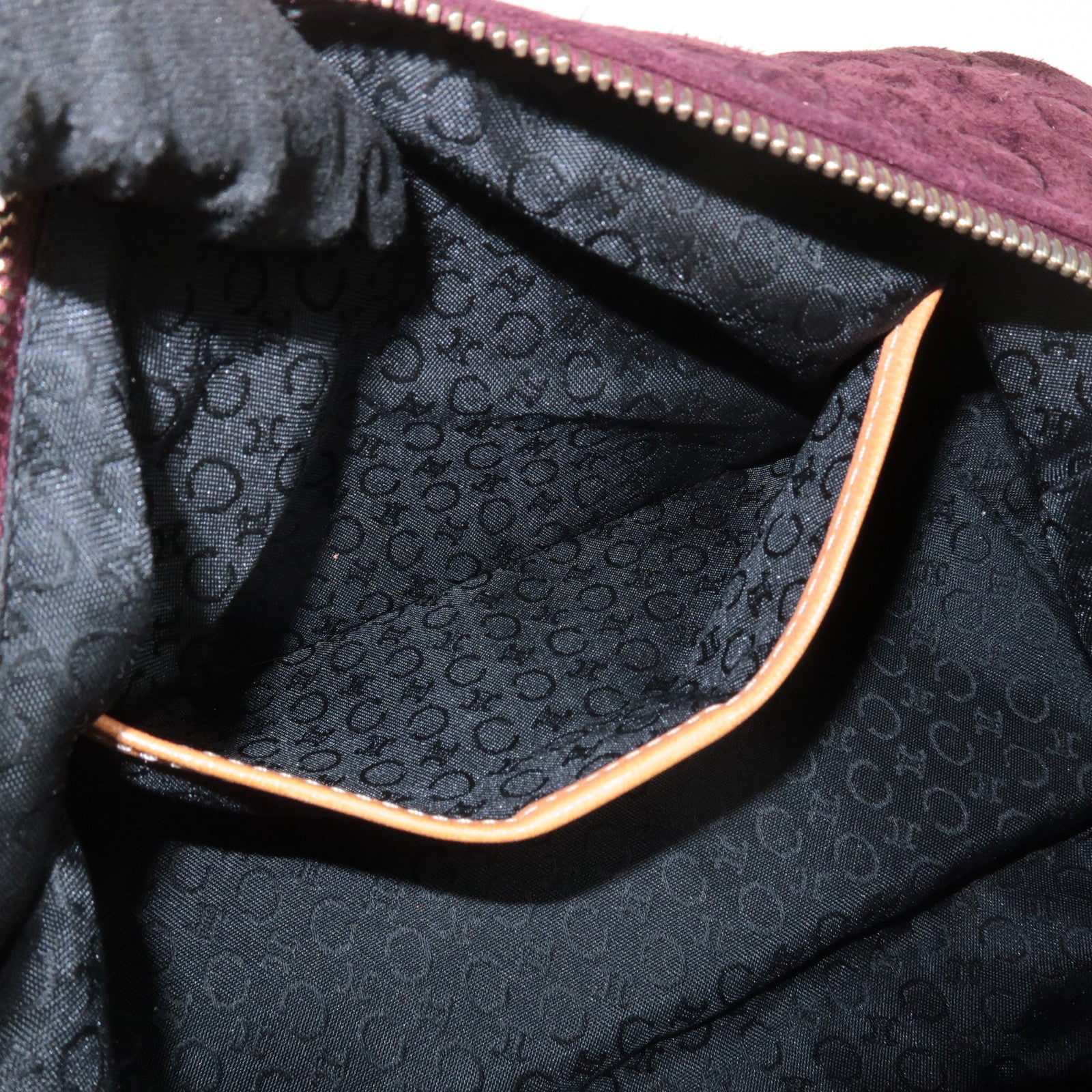 CELINE C Macadam Suede Leather Shoulder Bag Bordeaux Brown