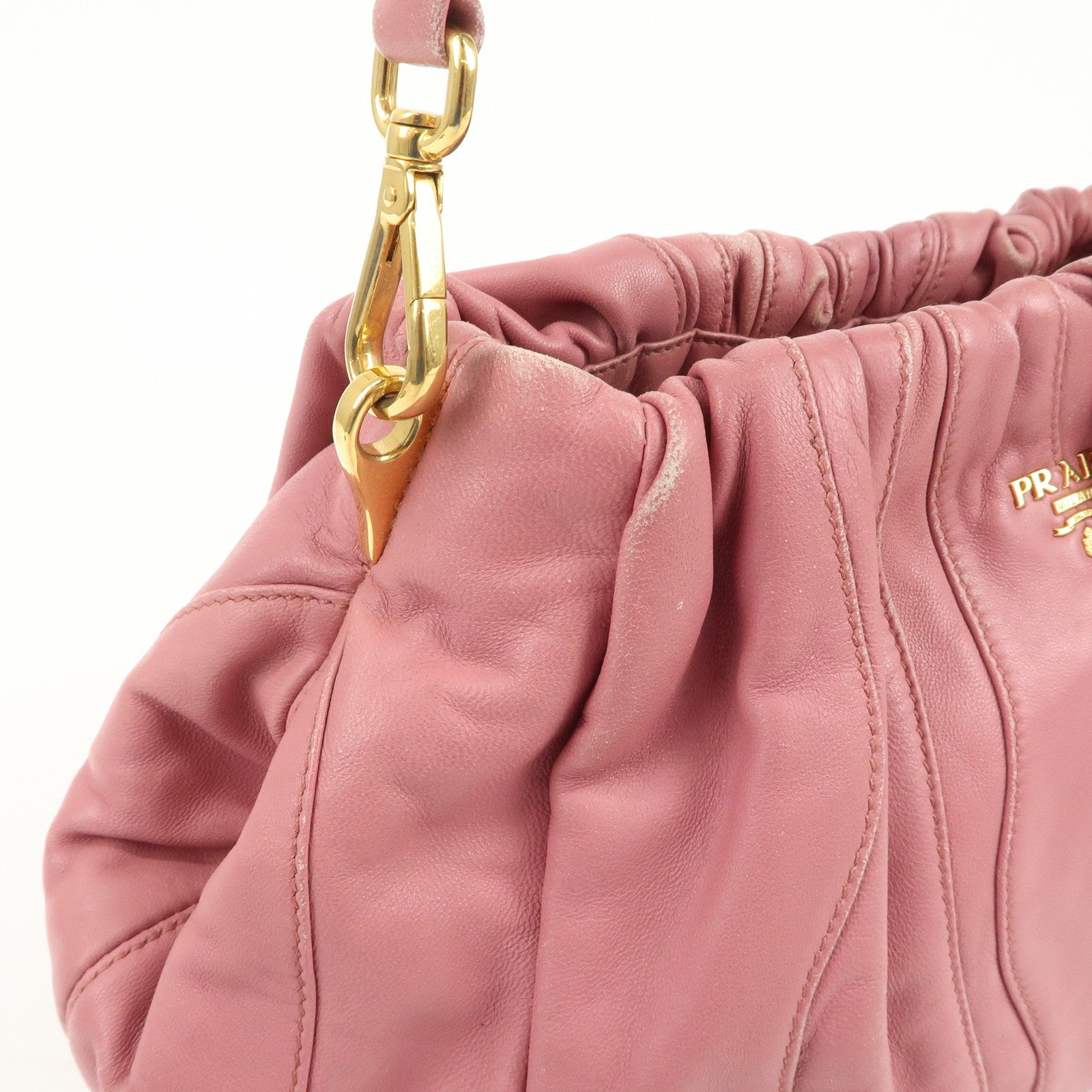 PRADA Leather 2Way Bag Hand Bag Shoulder Bag Pink BN1682