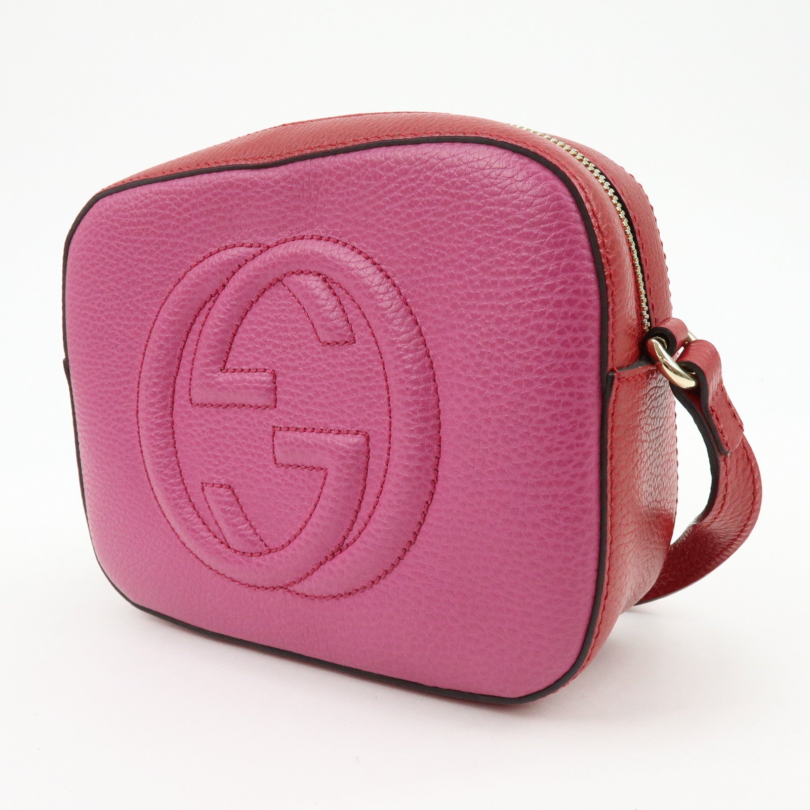 GUCCI SOHO Leather Shoulder Crossbody Bag Pink Red 431567