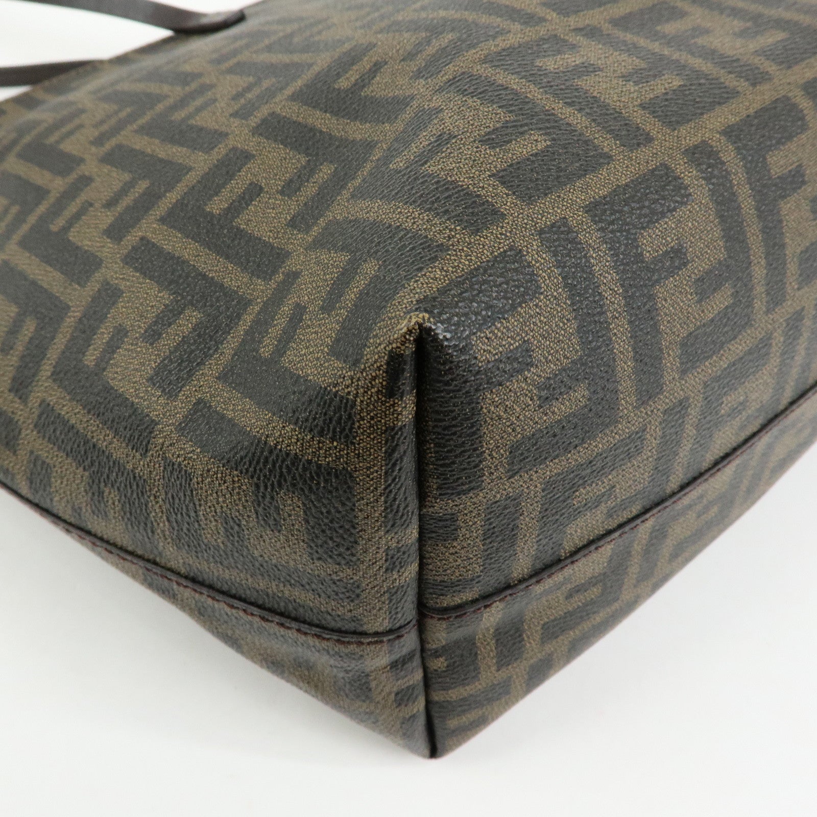 FENDI Zucca Canvas PVC Leather Tote Bag Shoulder Bag Brown 8BH185