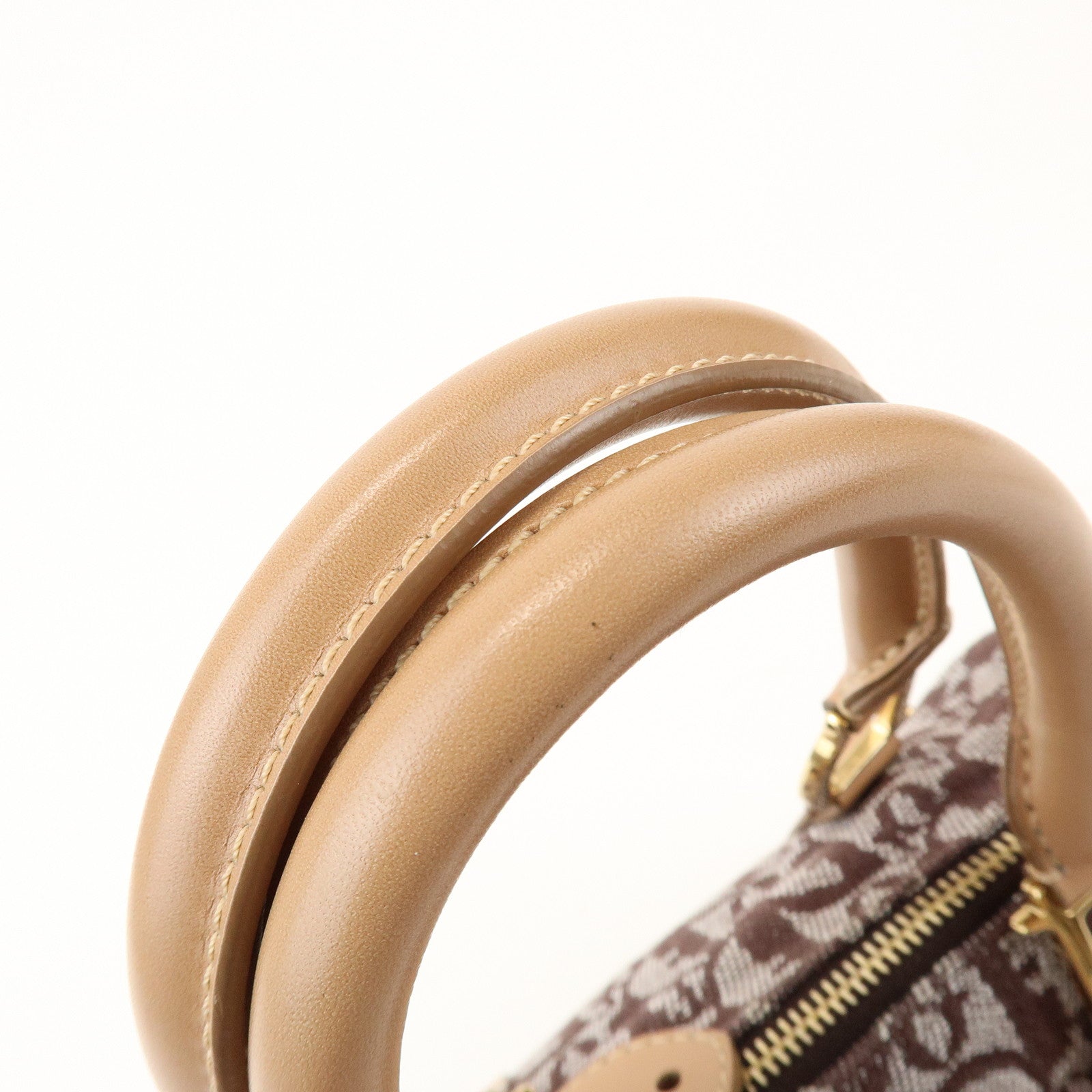 Christian Dior Trotter Jacquard Canvas Leather Mini Boston Hand Bag