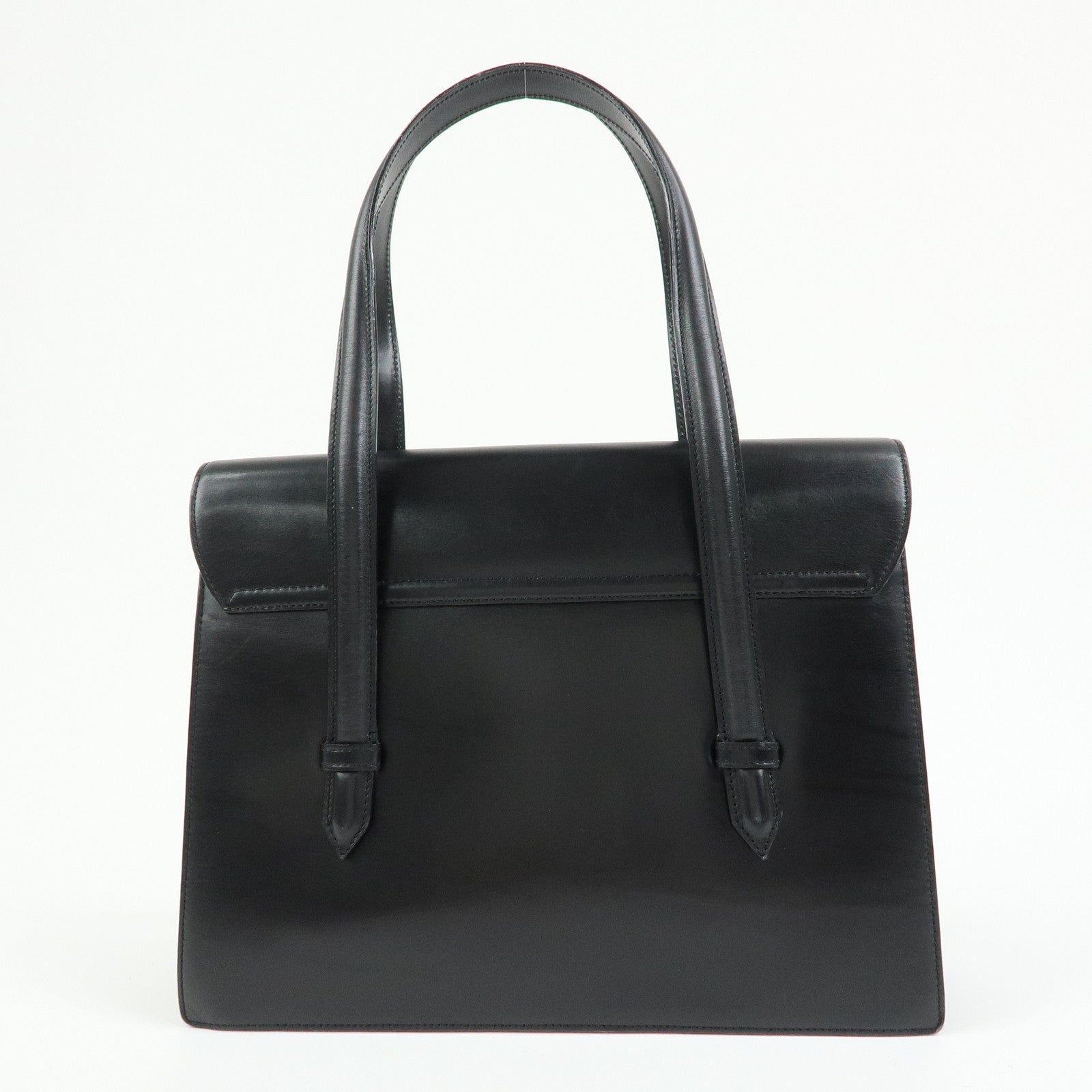 CELINE Leather Chain Lock Tote Bag Shoulder Bag Hand Bag Black