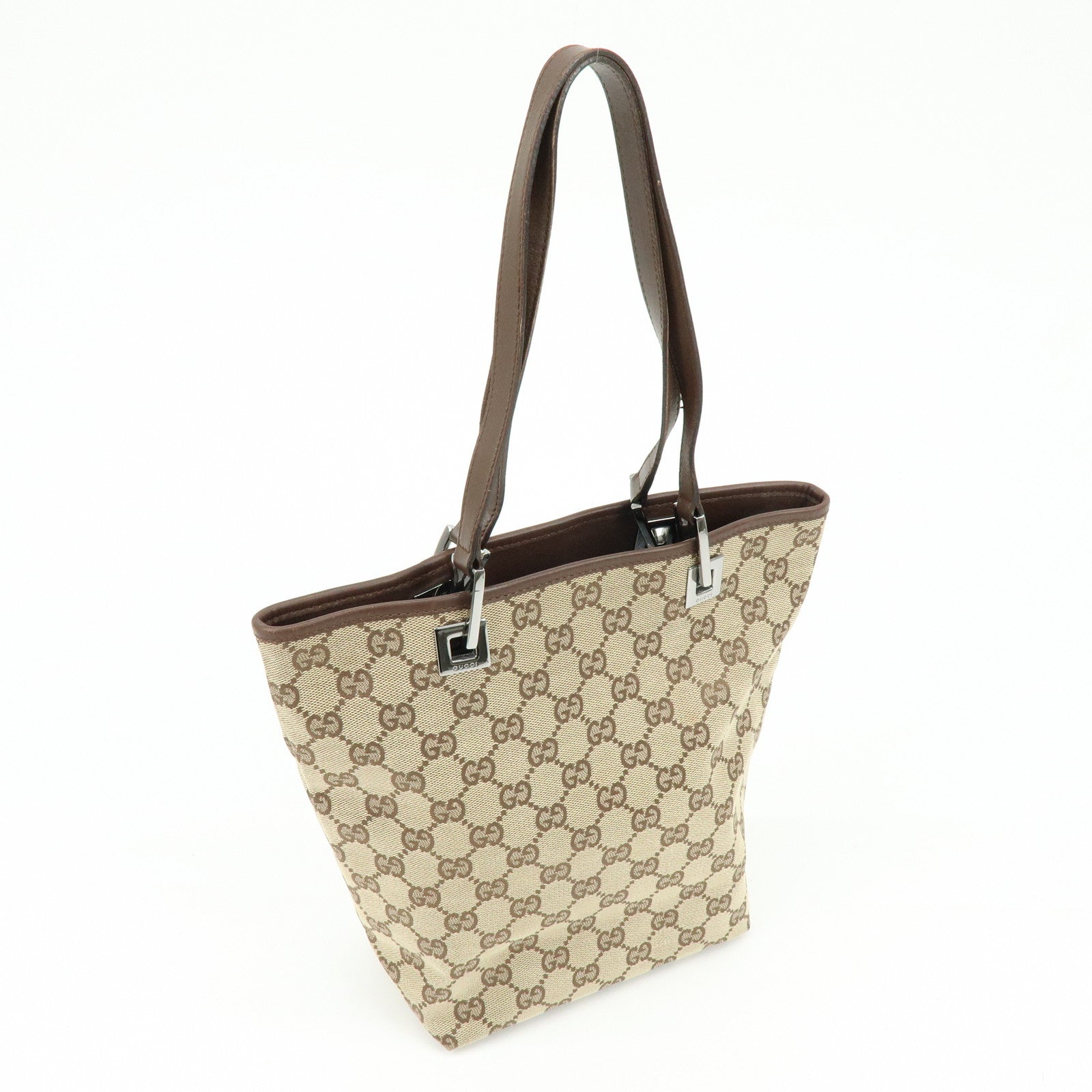 GUCCI GG Canvas Leather Tote Bag Shoulder Bag Beige Brown 31244