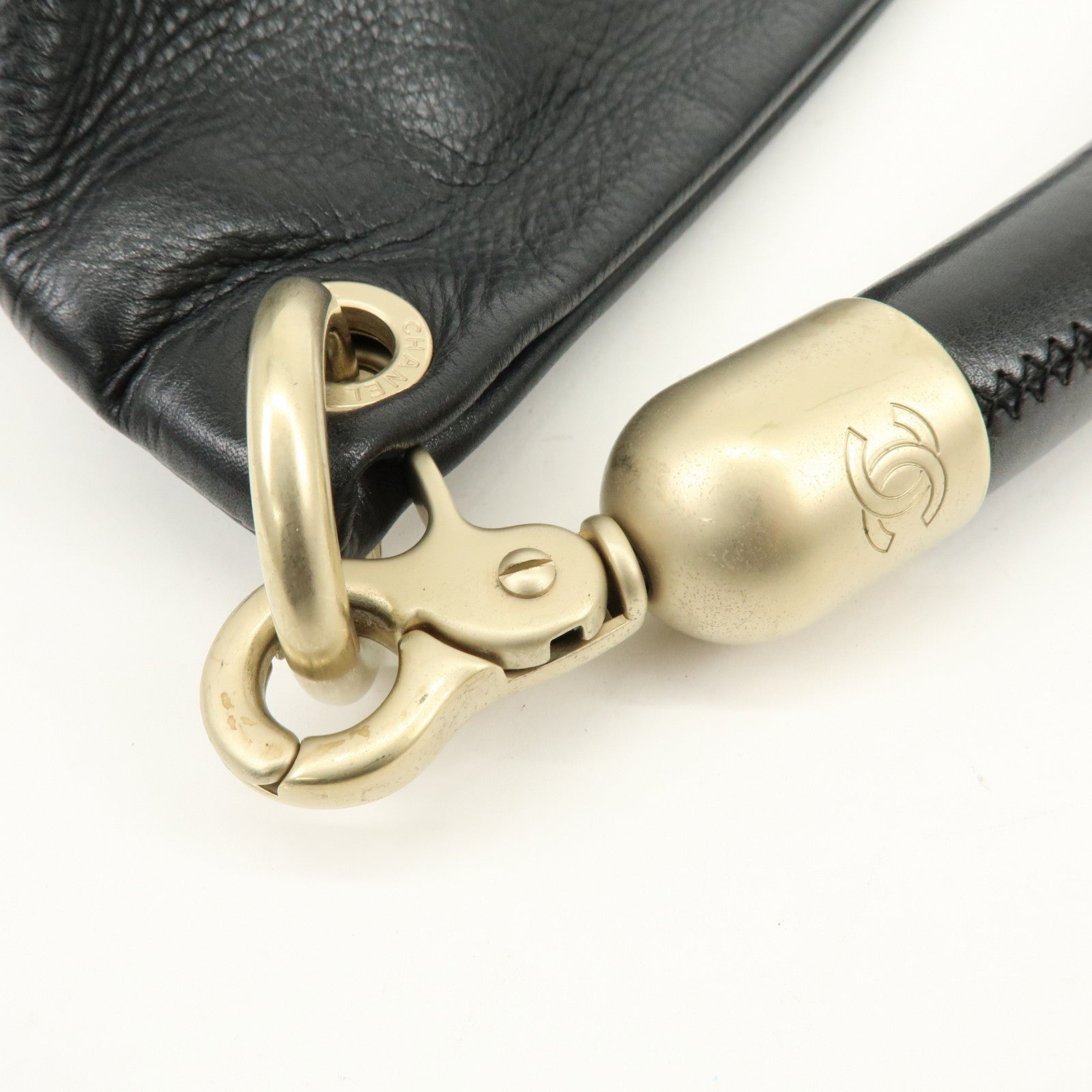 CHANEL COCO Mark Calf Leather Hand Bag Shoulder Bag Black